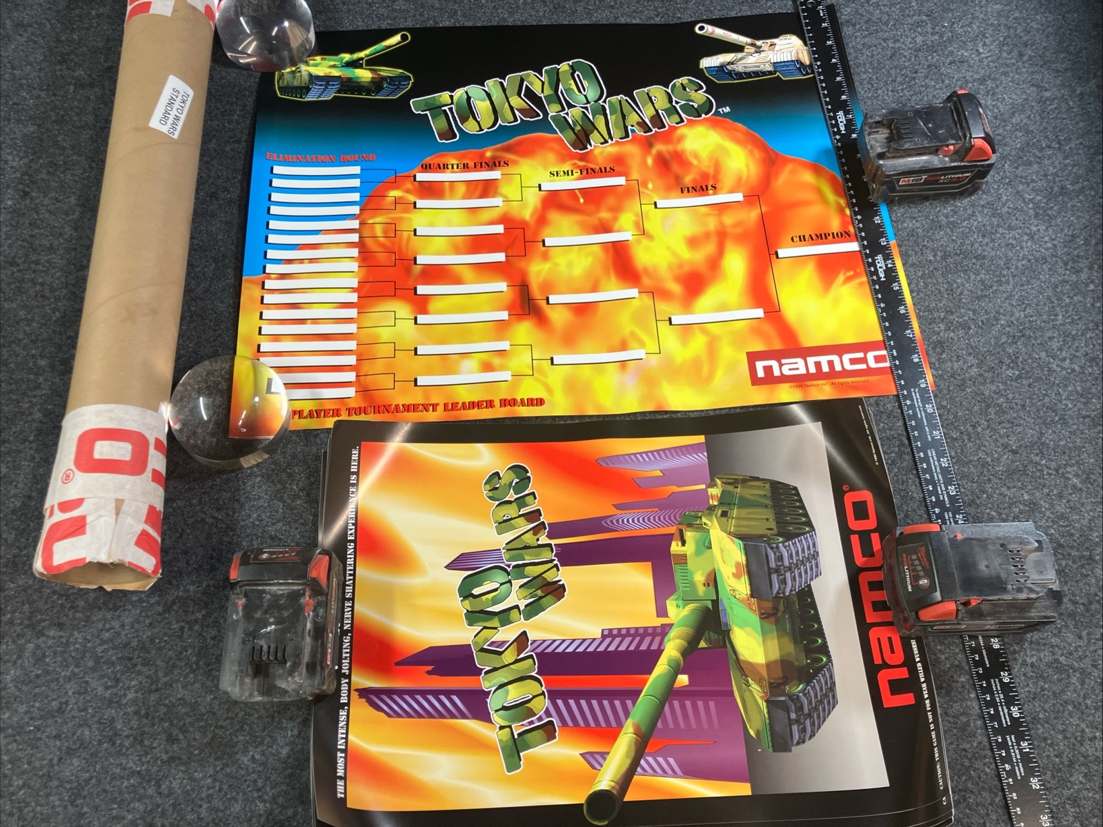 NOS Vintage 1995 Namco Tokyo Wars Arcade Promo Poster Tournament Kit w/ Tube