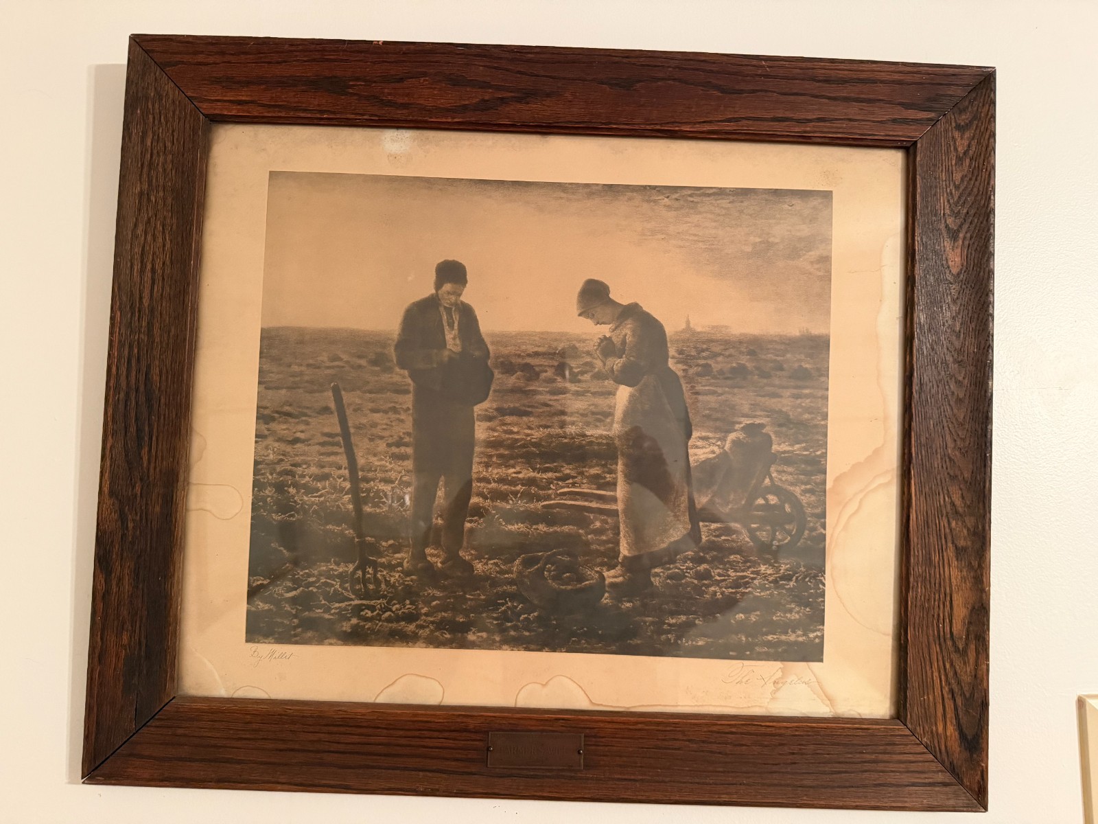 The Angelus By Millet 1920 VTG Earth Tone Framed The Angelus By Millet 1920 VTG Earth Tone Framed