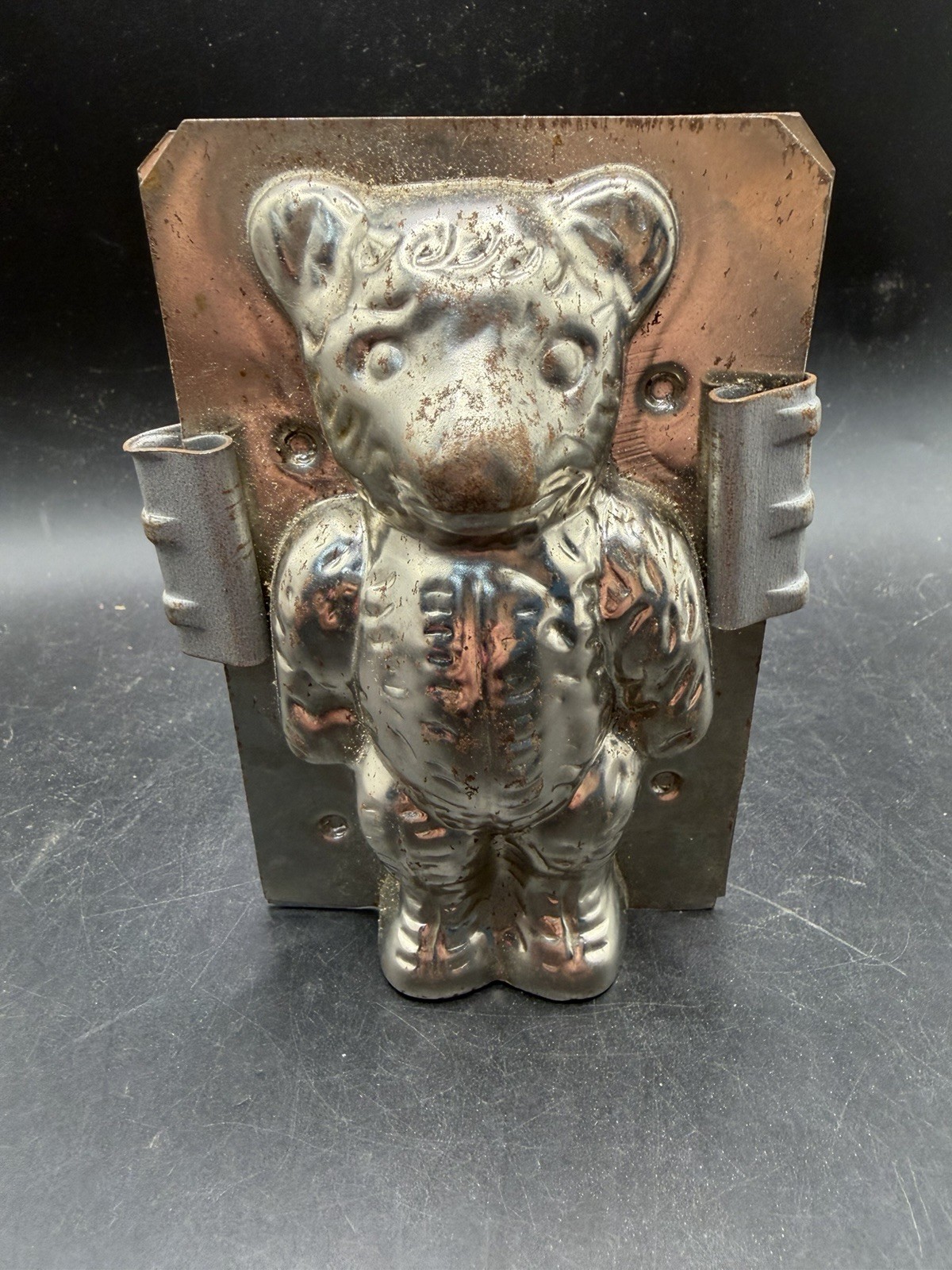 Vintage 3D Teddy Bear Metal Chocolate Mold 2-Piece Standing Bear 5\