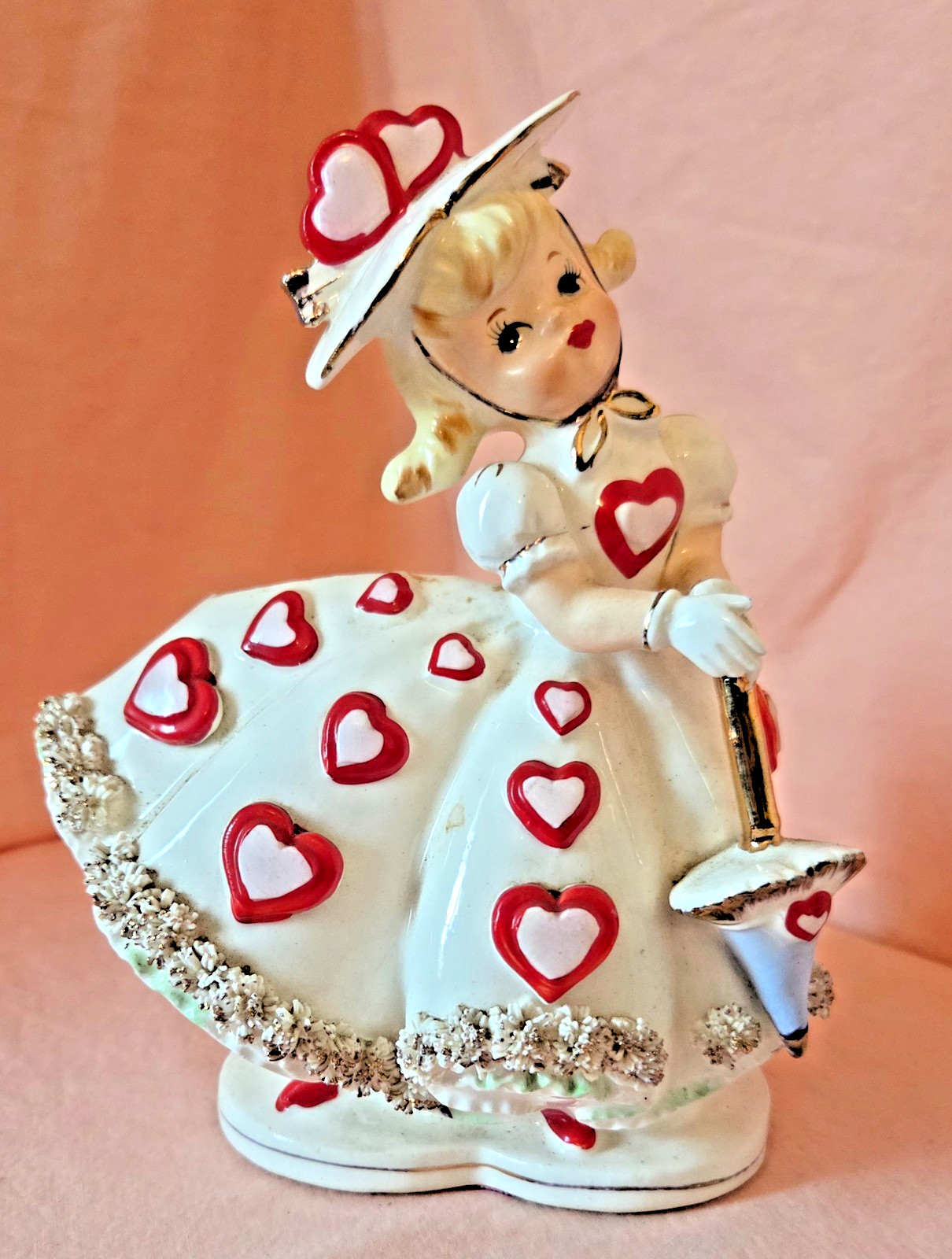 Vintage Relpo Valentine day girl planter