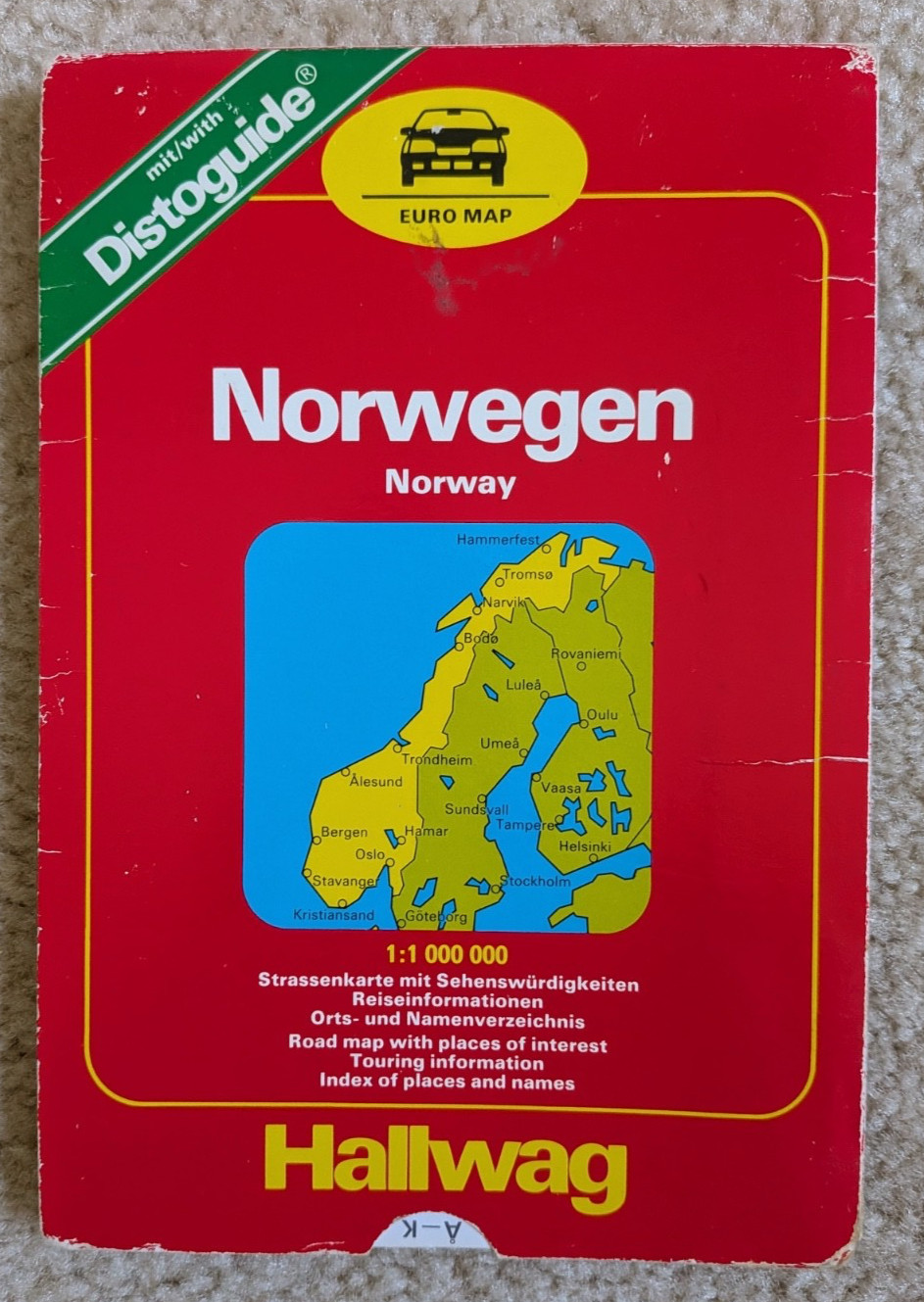 Norge Norway Hallwag Road Map with Distoguide ISBN 3444000774 38 X 41 in Norge Norway Hallwag Road Map with Distoguide ISBN 3444000774 38 X 41 in