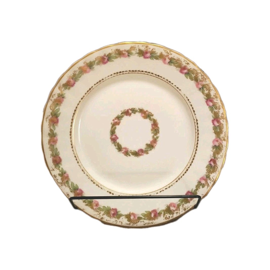 Antique Elite Works Limoges France SM Floral Gold Trim Plate Decorative Antique Elite Works Limoges France SM Floral Gold Trim Plate Decorative