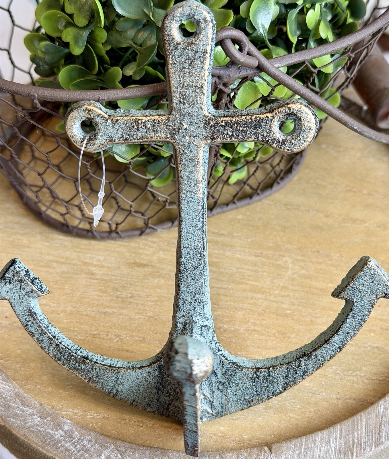 Rustic Cast Iron Turquoise 6” Metal Decorative Ocean Anchor nautical Wall Decor