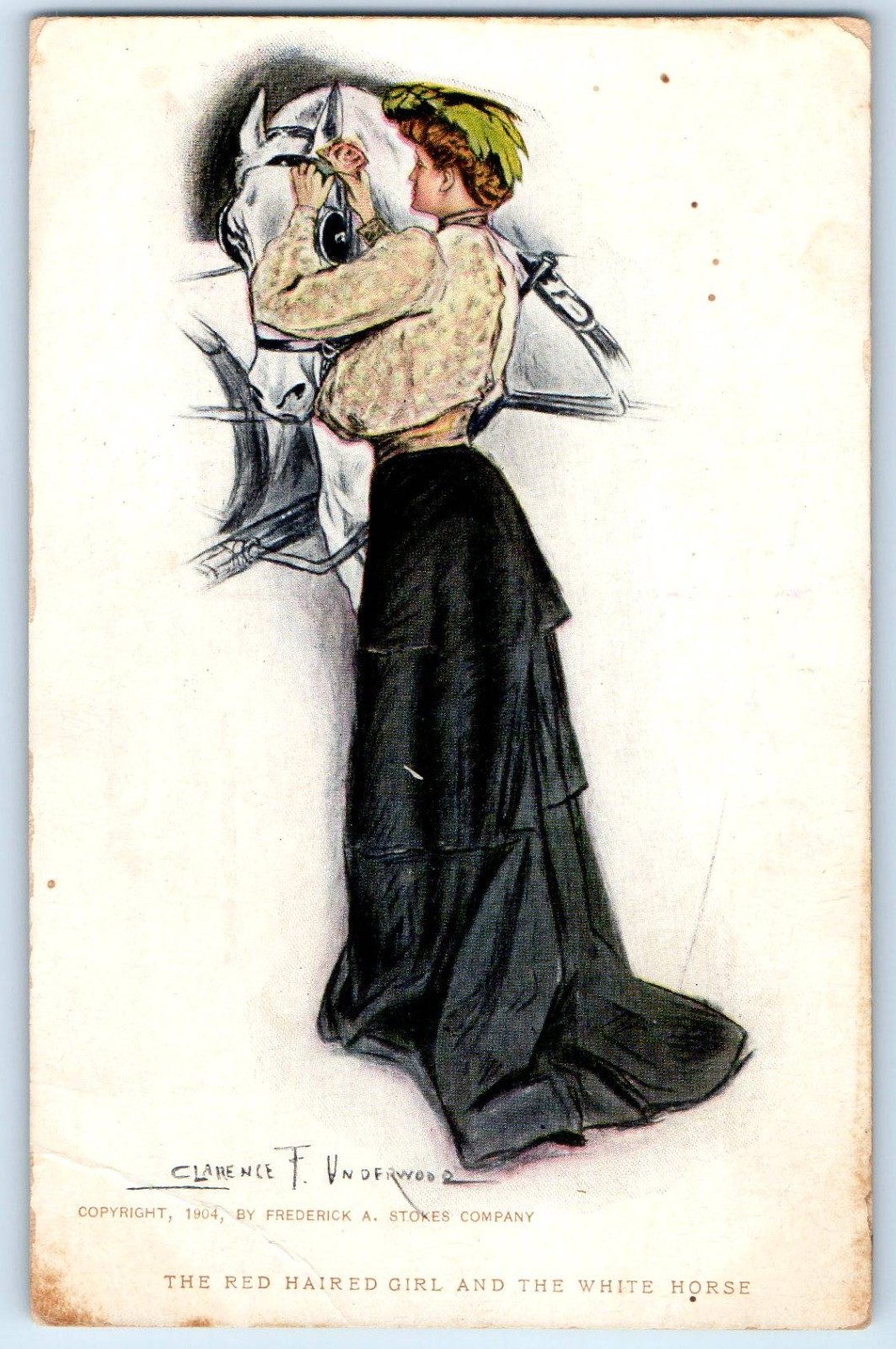 c1910\'s Pretty Woman With Horse Head Clarence F. Underwood Antique Postcard c1910\'s Pretty Woman With Horse Head Clarence F. Underwood Antique Postcard