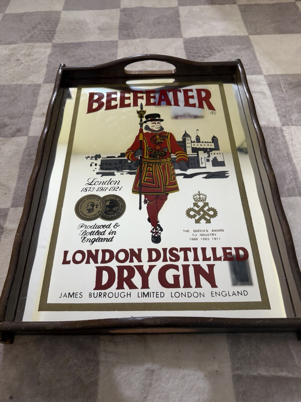 Vintage Beefeater London Distilled Dry Gin Mirror Advertisements