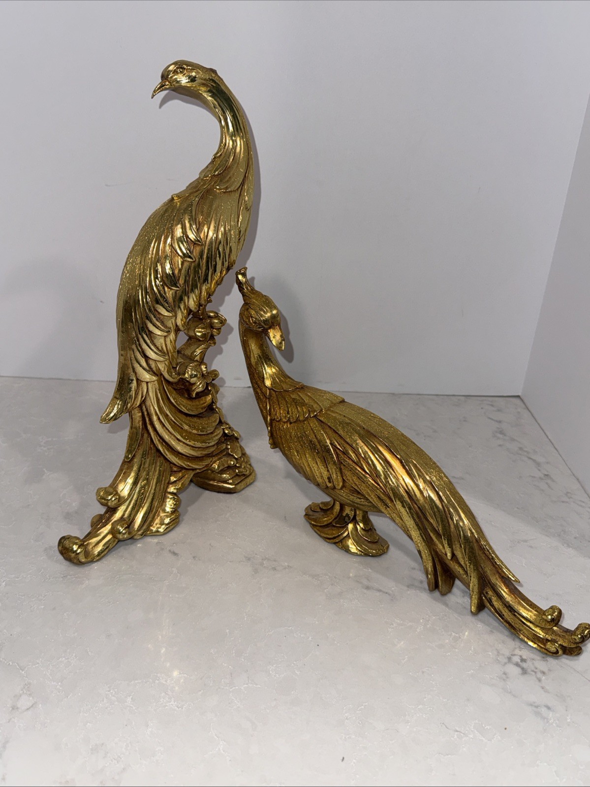 Vintage Syroco Hollywood Regency Style Golden Pheasant Pair Statues SALE Vintage Syroco Hollywood Regency Style Golden Pheasant Pair Statues SALE