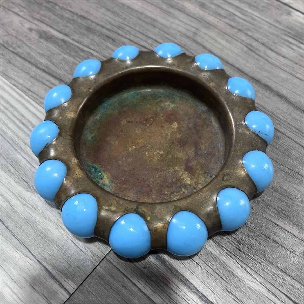 Vintage 1930’s Brass Fisher Master Jewelry Tray Akro Vitro Jewel 99857 Vintage 1930’s Brass Fisher Master Jewelry Tray Akro Vitro Jewel 99857