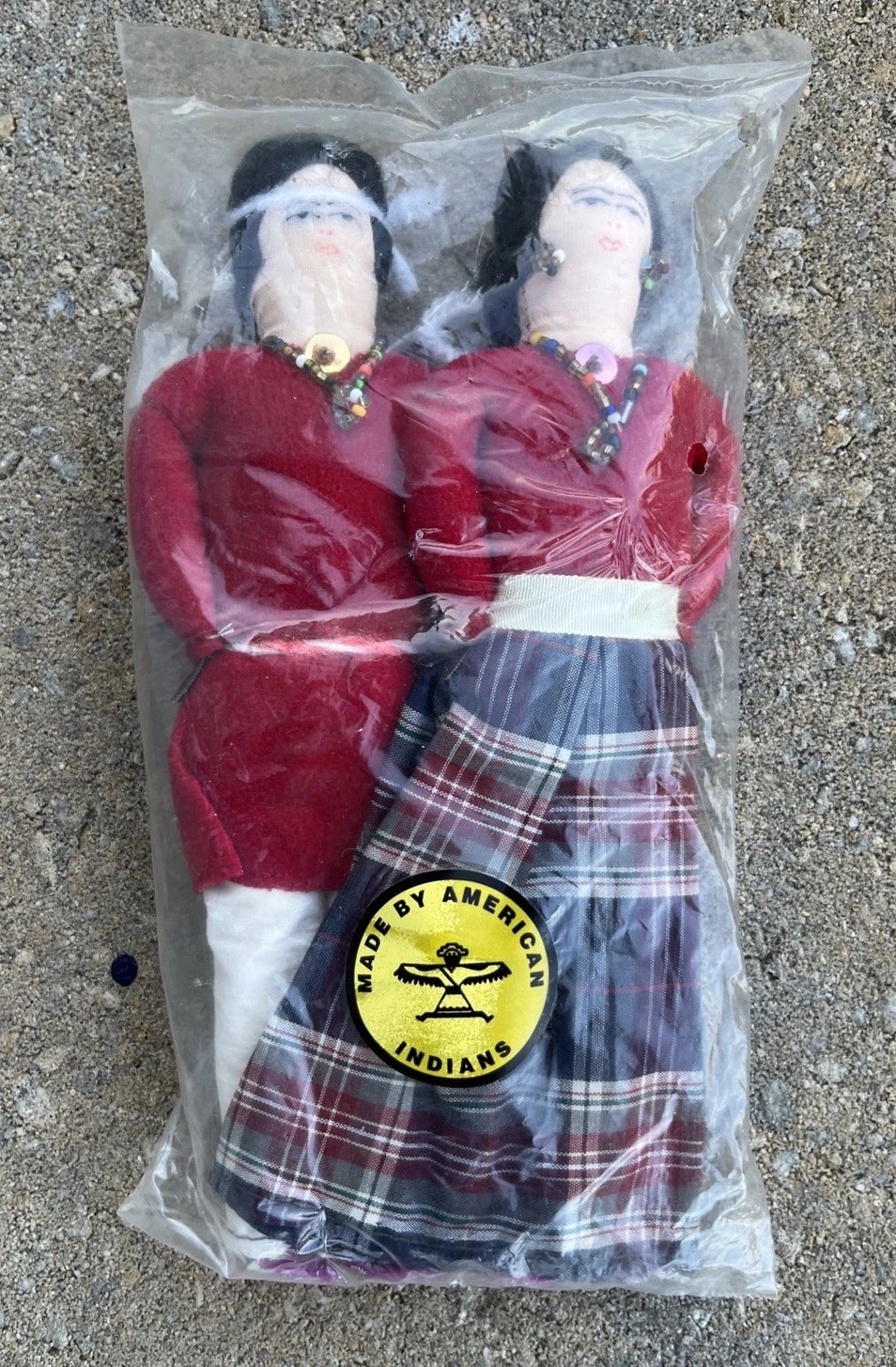 Handmade Cloth Dolls VTG Native American Indian 10” Primitive New Old Stock