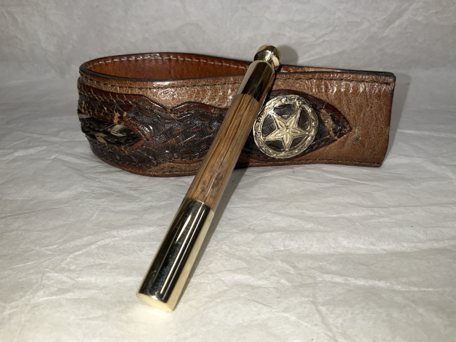 Tobacco Pipe Tamper And Pick Tool, Natural Quarter Sawn White Oak And Brass