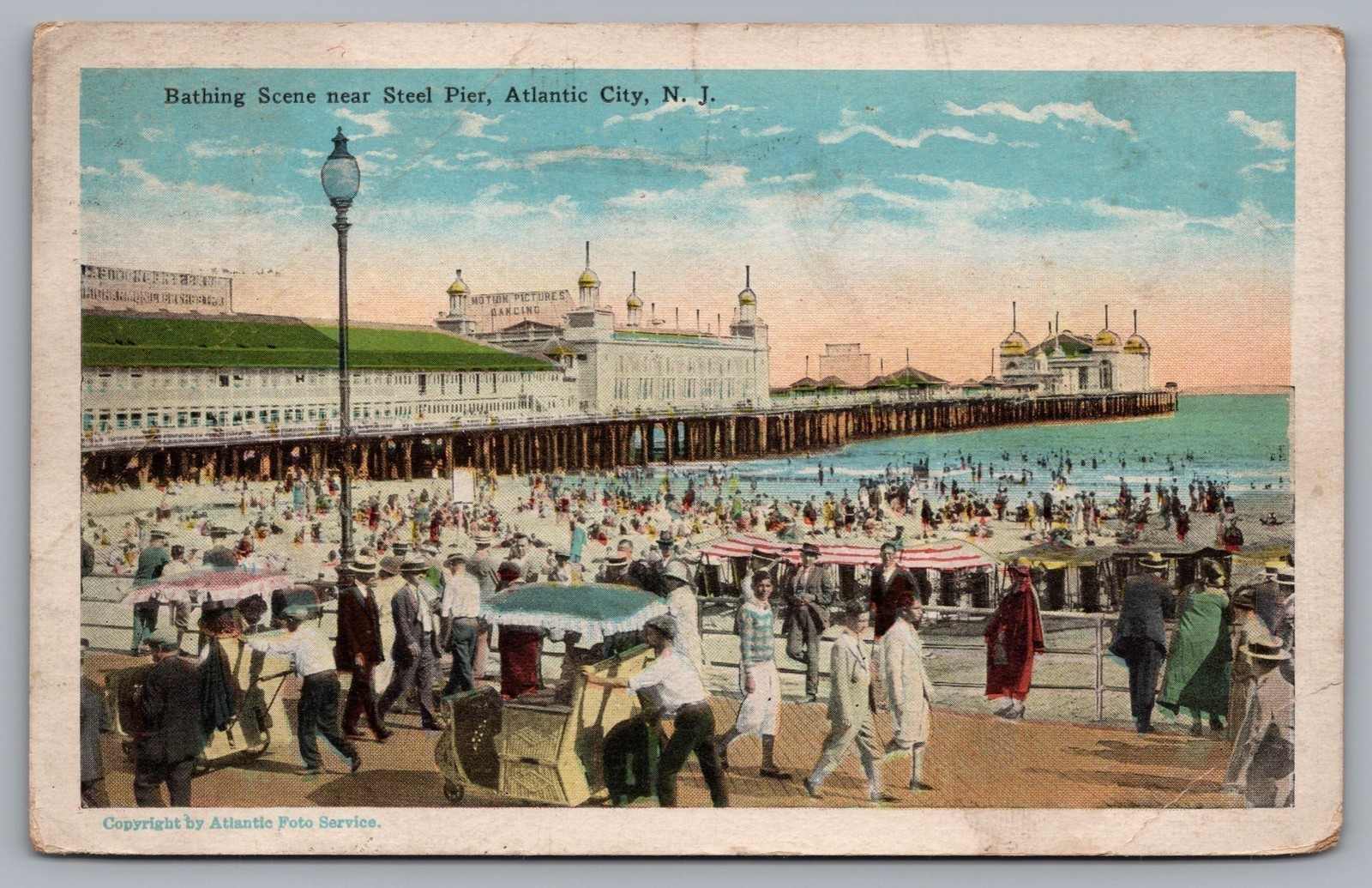 Bathing Scene Near Steel Pier Atlantic City NJ 1929 Postcard TS-260