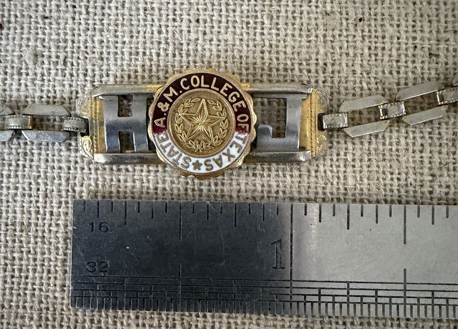 Vintage A&M College of Texas Aggie Sweetheart Bracelet Enamel AMC Broken Clasp