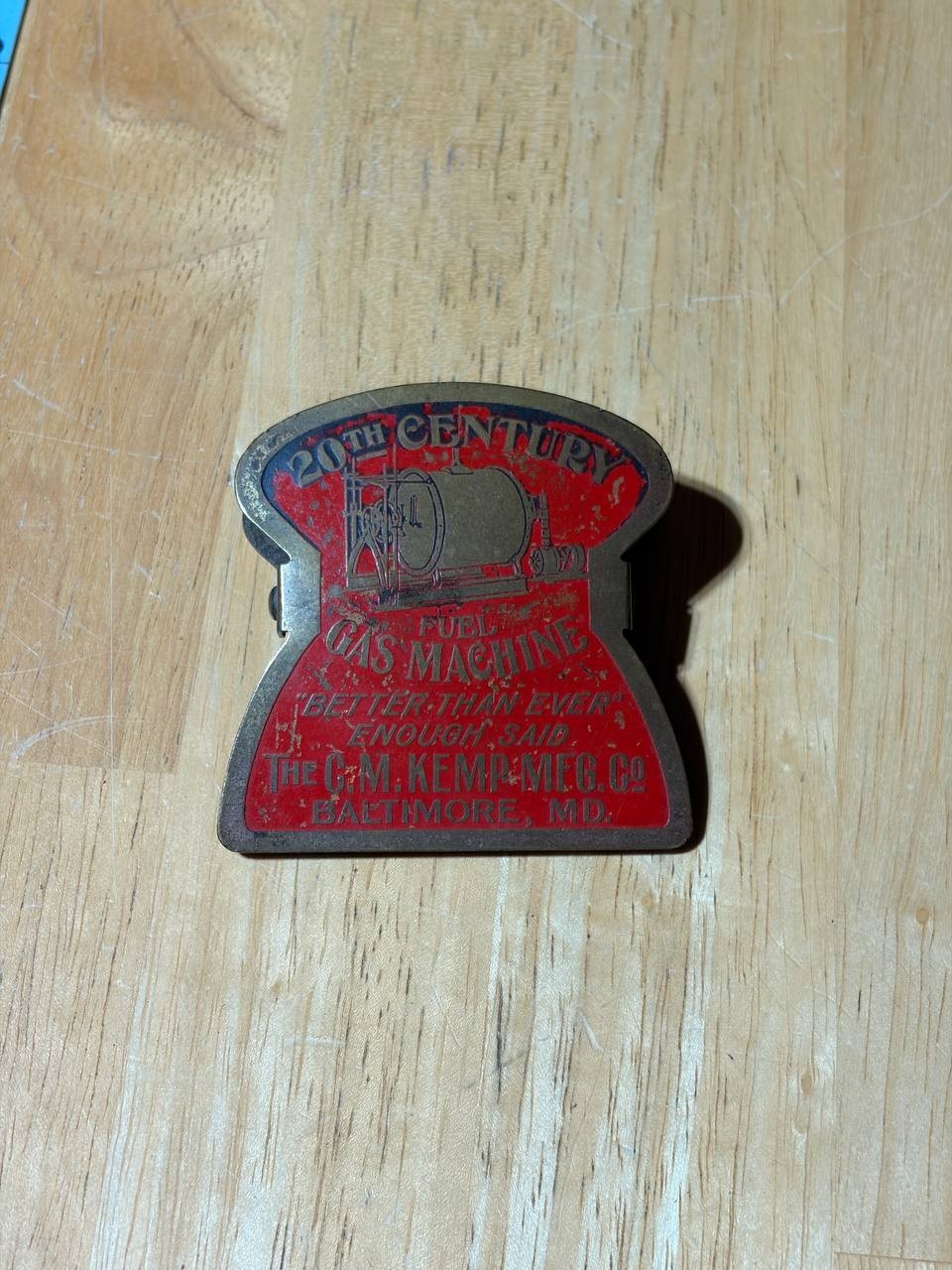 Vintage C.M. Kemp Fuel Gas Machine Advertising Wall Bottle Opener Baltimore