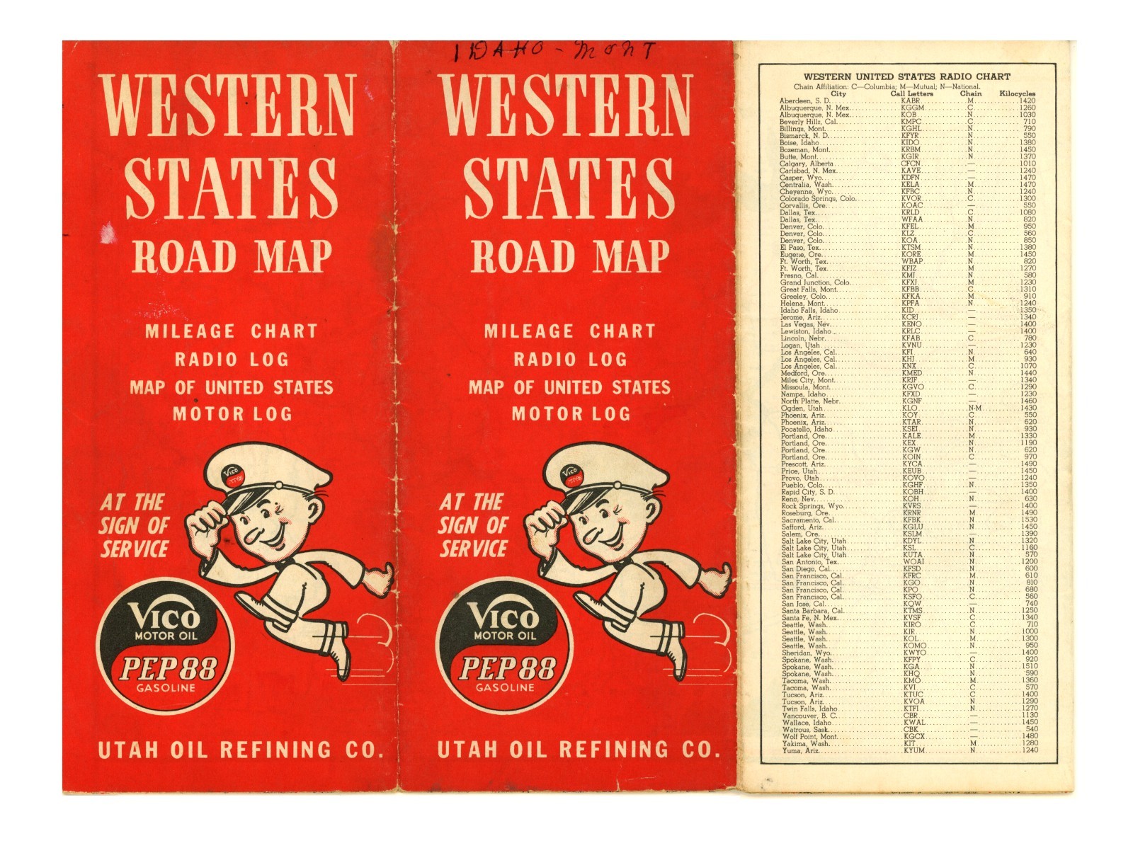 Vintage 1941 Western United States Road Map – Utah Oil Co. (Vico/Pep 88)