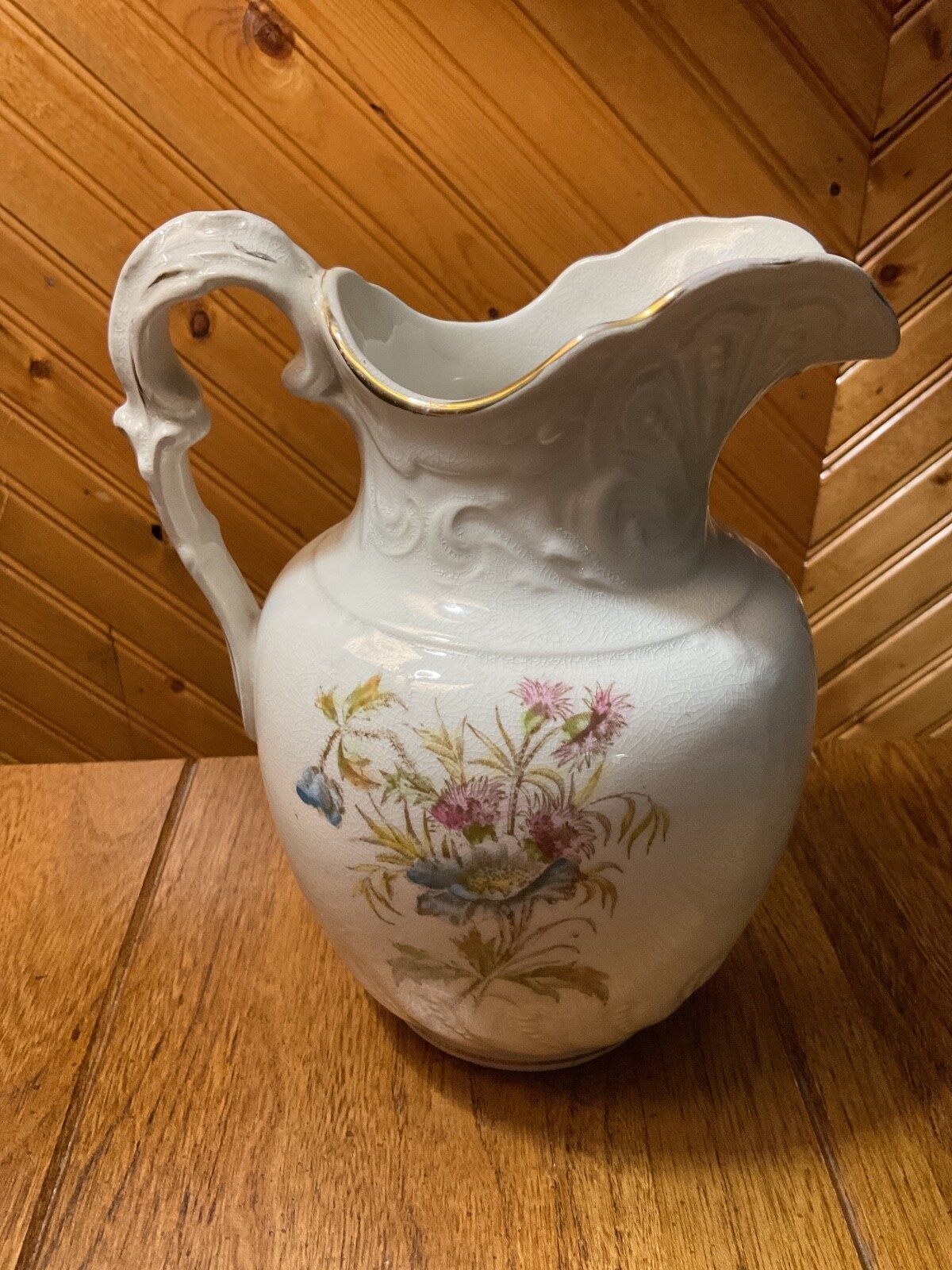 Antique Bona Fama Est Melior 7 3/4” tall China Pitcher #251 Antique Bona Fama Est Melior 7 3/4” tall China Pitcher #251