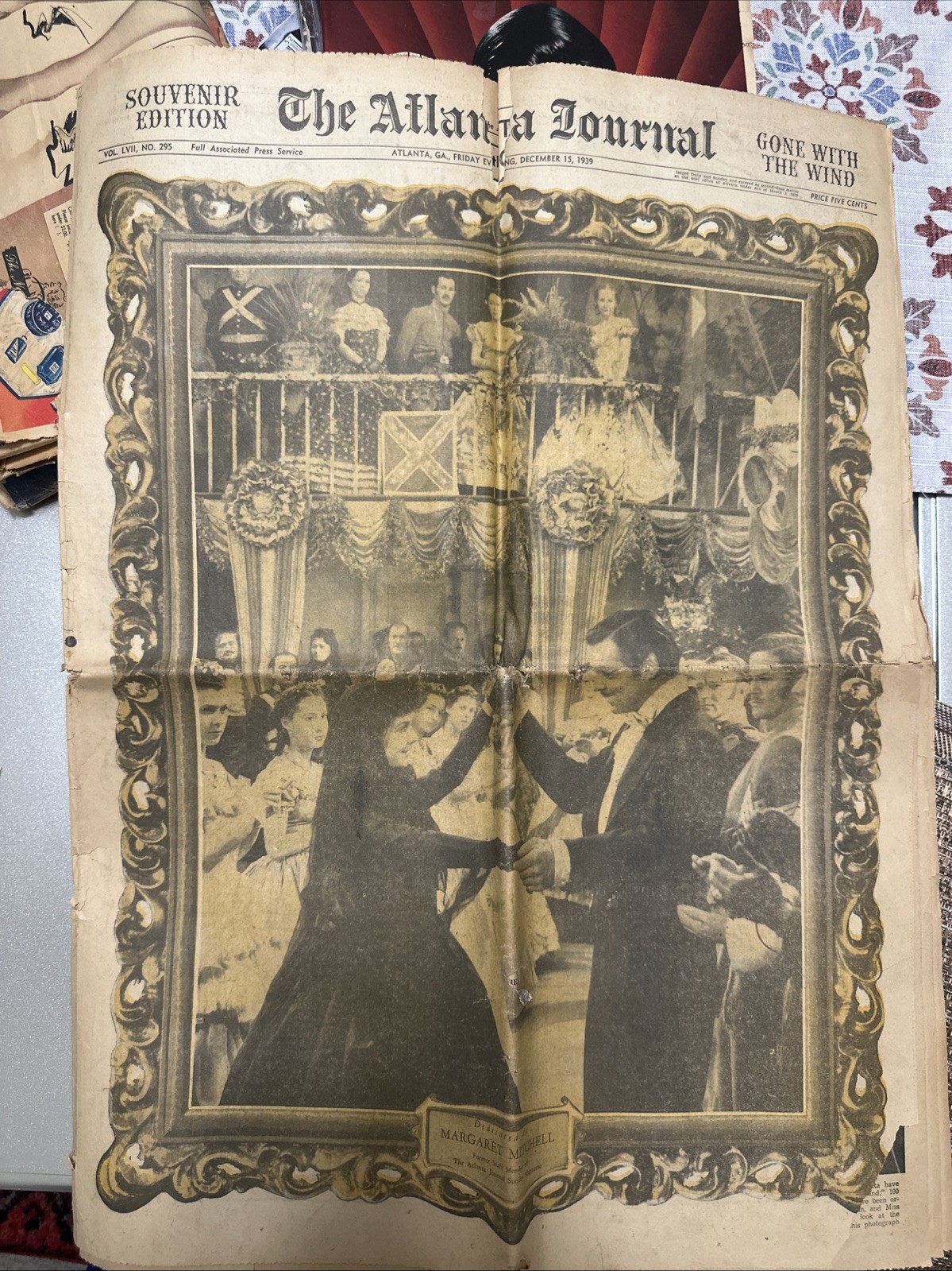 Gone With The Wind Premier Atlanta GA Newspaper Front Page 1939 Dec 15 Original