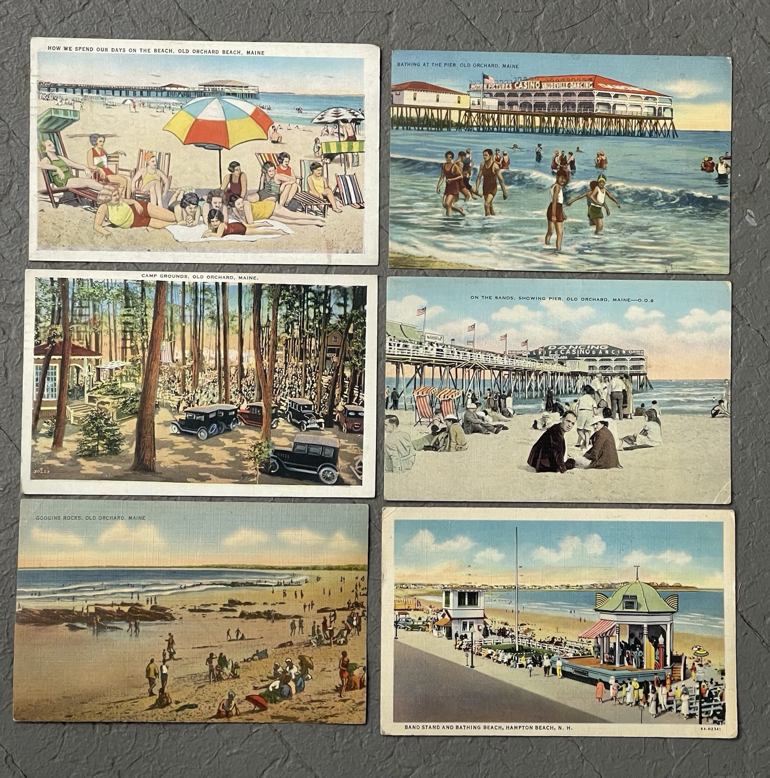 Lot of 6 Old Orchard Beach, Me. And Hampton Beach , NH Postcards Lot of 6 Old Orchard Beach, Me. And Hampton Beach , NH Postcards