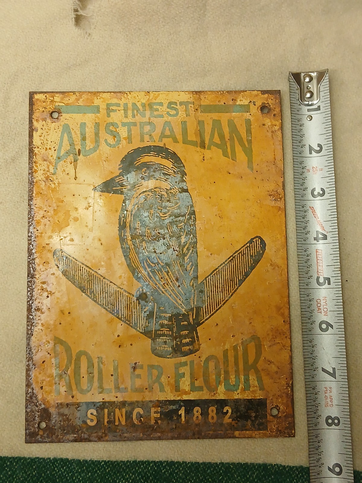  very old vintage Australia roller flour sign metal antique 