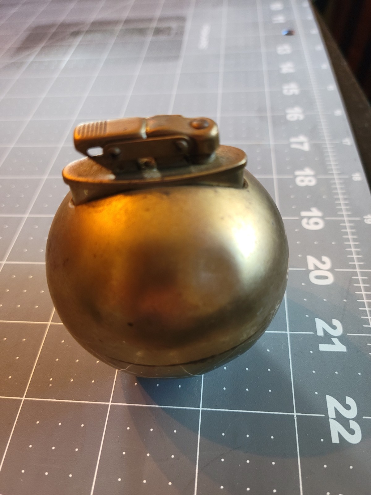 Vintage 1950s Occupied Japanese Brass Ball Table Lighter - Mid-Century 