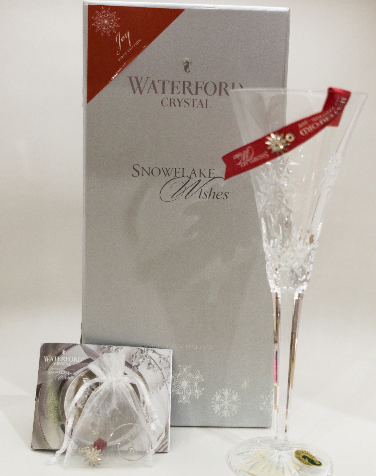 Waterford Crystal Snowflake Wishes Joy 1st Edition Champagne Flute Made In Italy