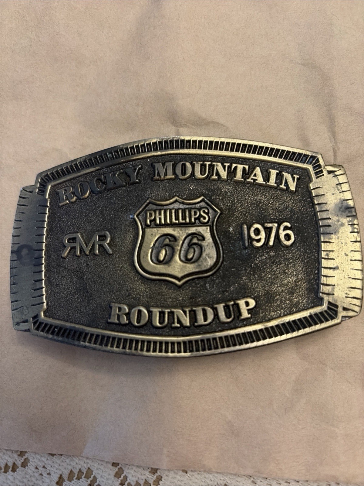 Vintage 1976 Phillips 66 Rocky Mountain Roundup Belt Buckle Lewis Chicago