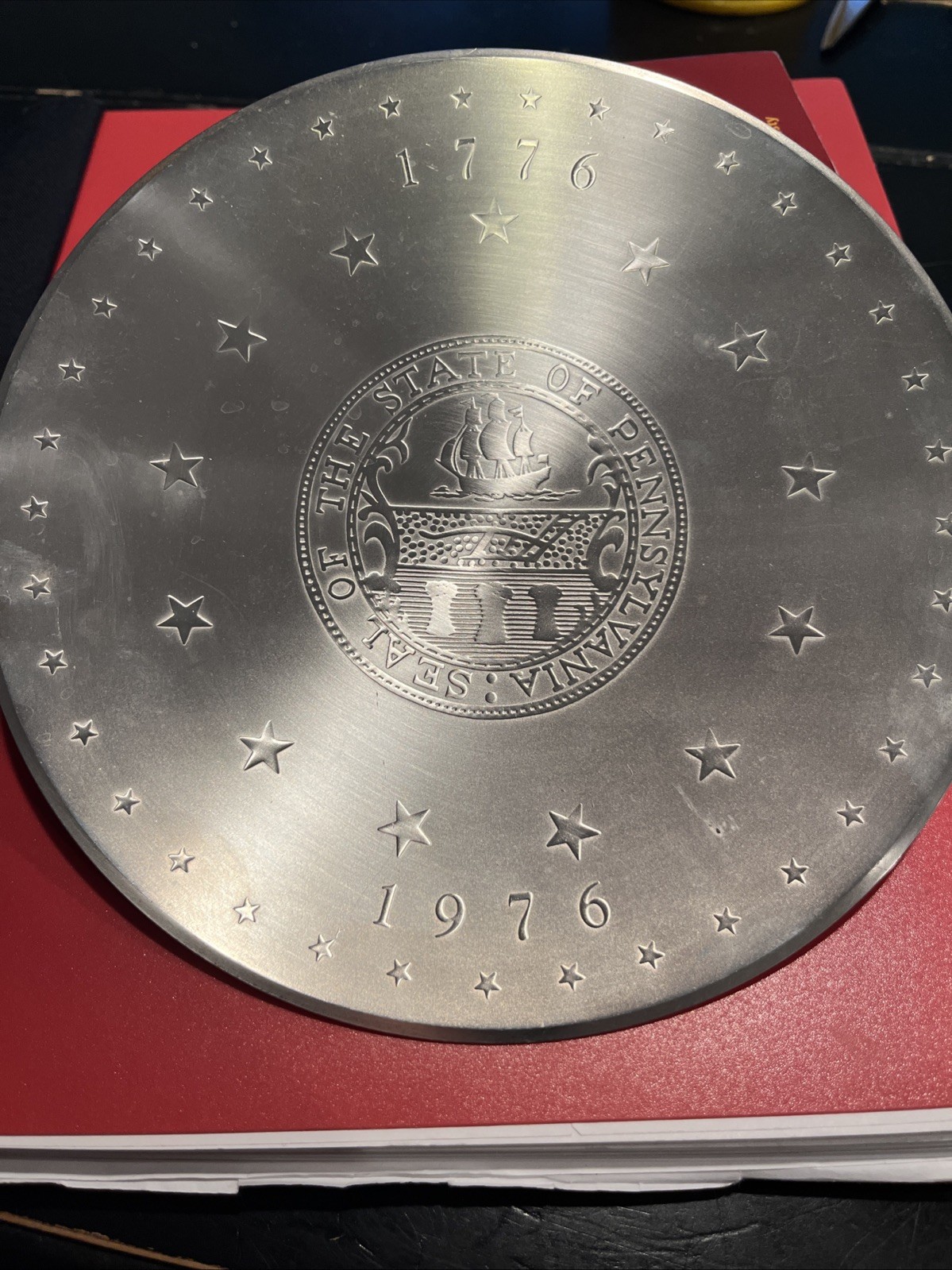 1976 State Seal of Pennsylvania Bicentennial Stainless Steel Commemorative Tray