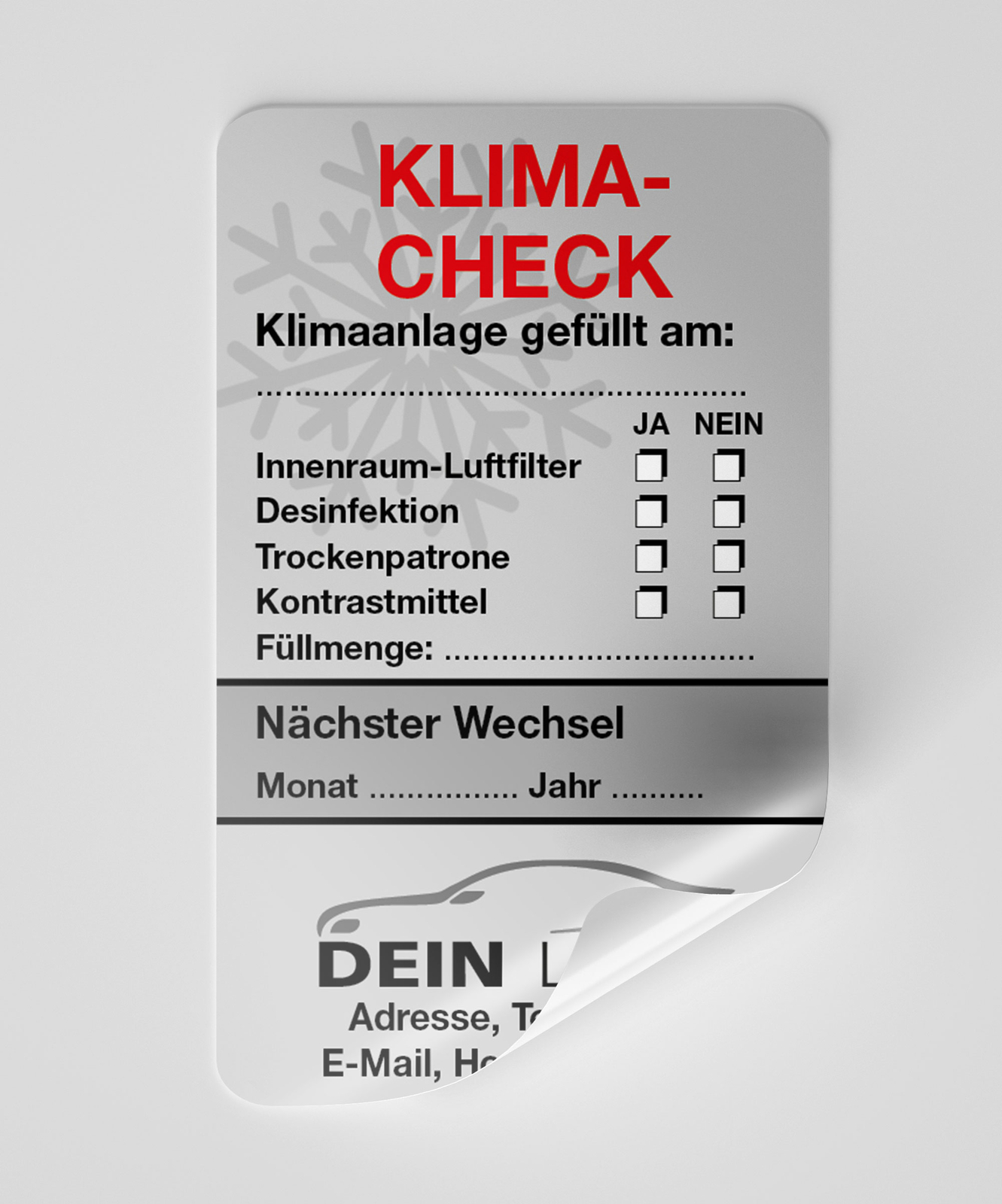 Air conditioning check service car sticker inspection sticker service sticker grey