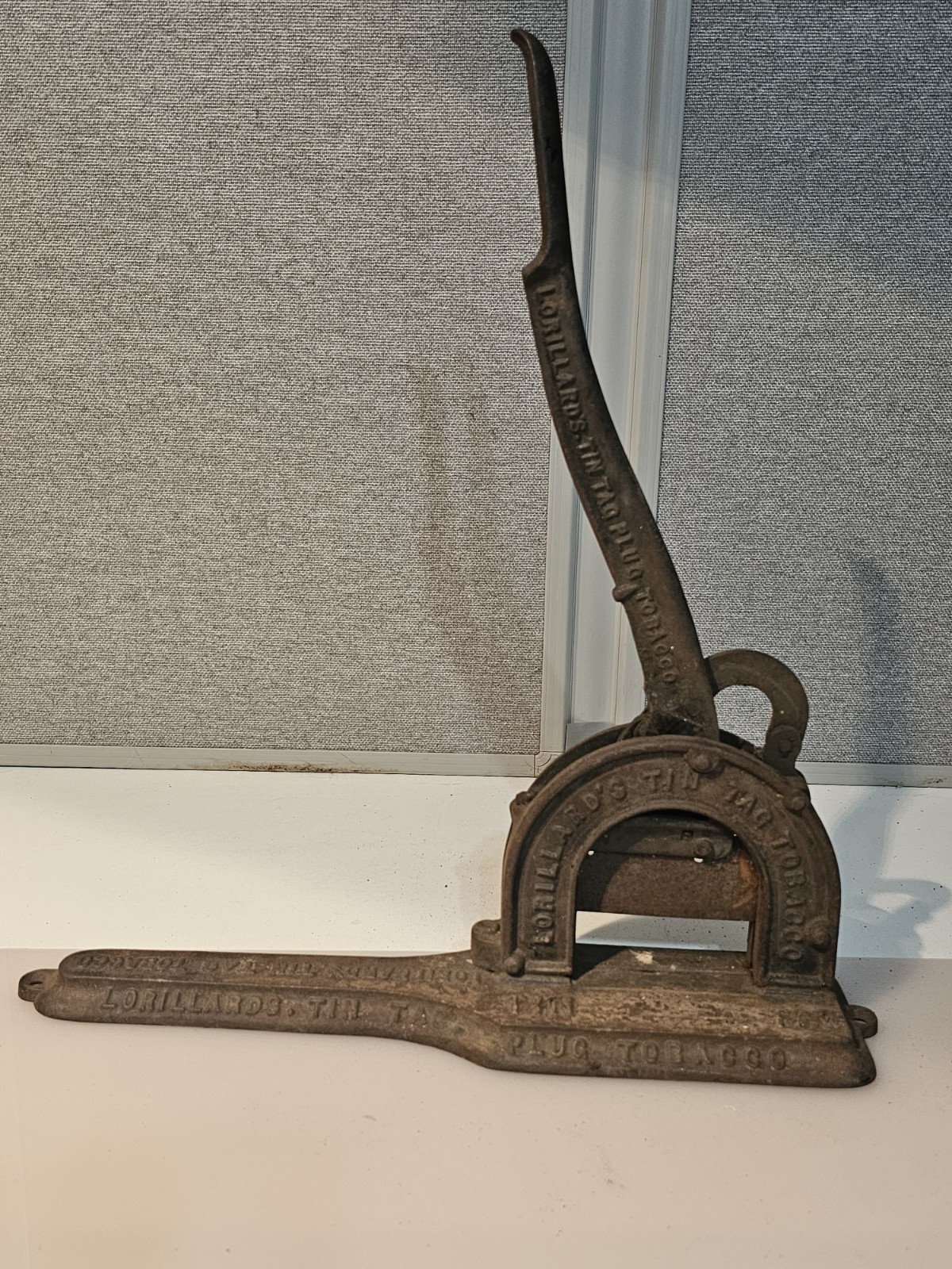 Antique 1875 Lorillard Tin Tag Tobacco Cutter Cast Iron General Store Sign Plug Antique 1875 Lorillard Tin Tag Tobacco Cutter Cast Iron General Store Sign Plug