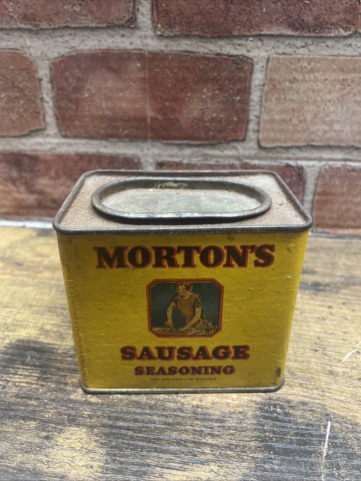 Vintage Morton's Sausage Seasoning Tin Chicago IL Advertising As Seen Empty Tin
