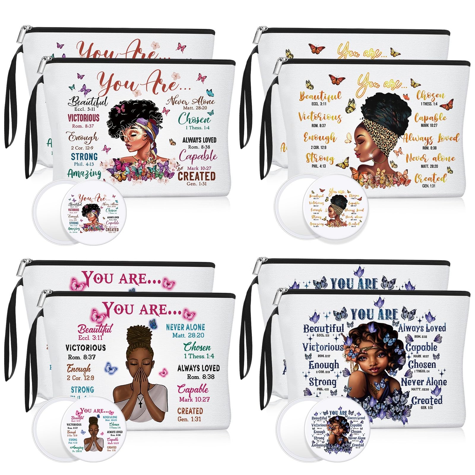 Roowest 20 Pcs Black Women Gifts Bulk Makeup Bag Inspirational Compact Mirrors Roowest 20 Pcs Black Women Gifts Bulk Makeup Bag Inspirational Compact Mirrors