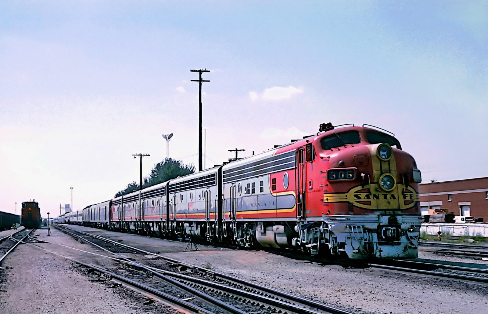 ATSF 306 EMD F7A w Train 2, The San Francisco Chief, Clovis, NM 1967 11 x 14 ATSF 306 EMD F7A w Train 2, The San Francisco Chief, Clovis, NM 1967 11 x 14
