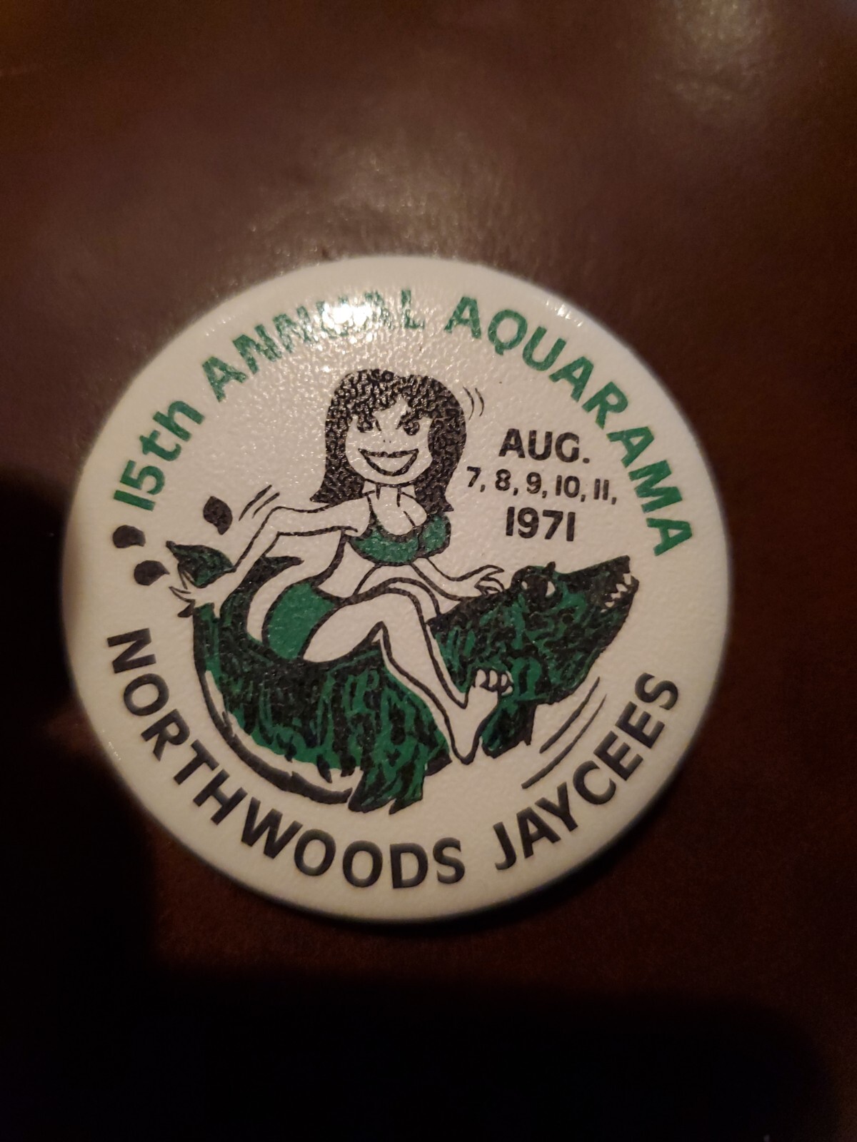 Vintage 15th Annual Aquarama Button August 1971 Minocqua WI Vintage 15th Annual Aquarama Button August 1971 Minocqua WI