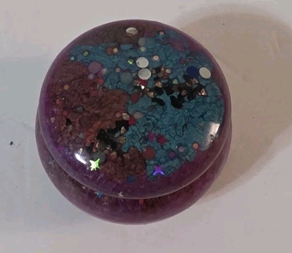 Hand Crafted Resin Ring Trinket Box Pink Purple Blue Sparkly Hand Crafted Resin Ring Trinket Box Pink Purple Blue Sparkly