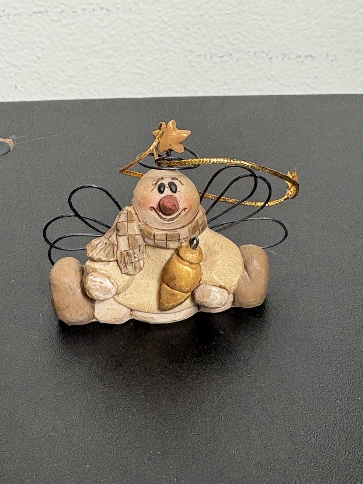 Vintage Blossom Bucket Snowman Christmas Ornament, Primitive Holiday Decor