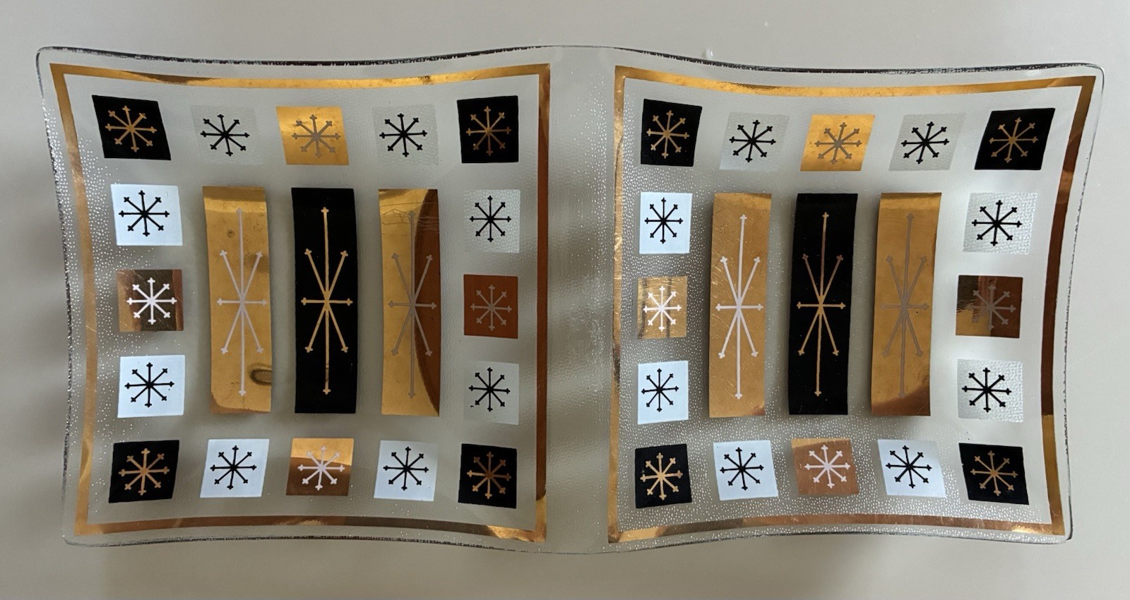 Mid Century Vintage Geometric Glass Tray