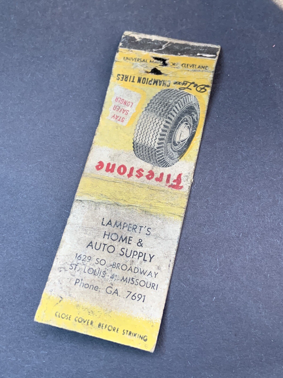 Vintage Missouri Matchbook: “Lampert’s Home & Auto Supply - Firestone” St Louis Vintage Missouri Matchbook: “Lampert’s Home & Auto Supply - Firestone” St Louis