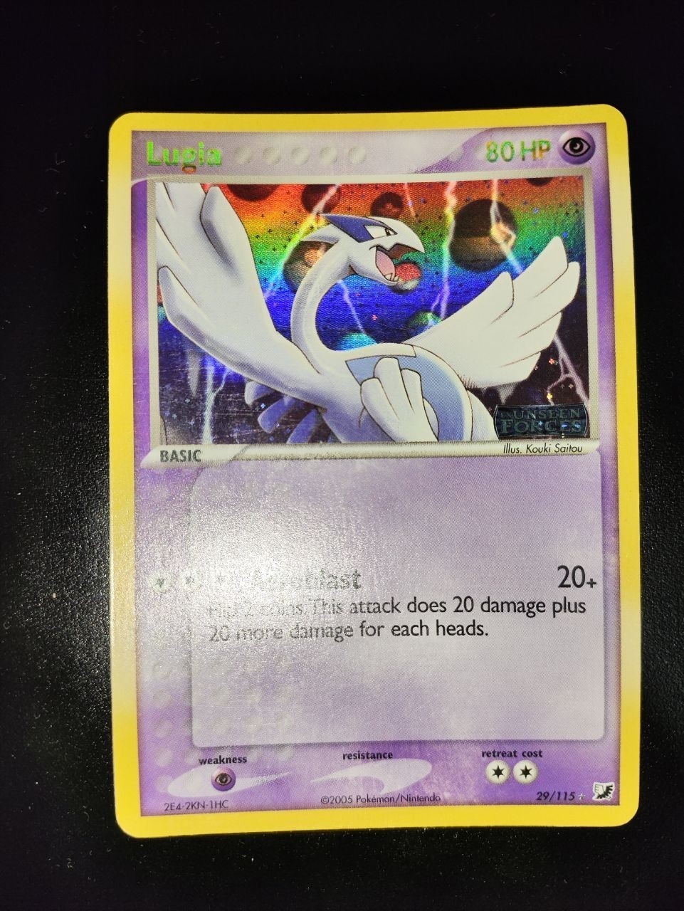 Lugia 29/115 Unseen Forces Holo Rare Pokemon Card 2005 Vintage TCG