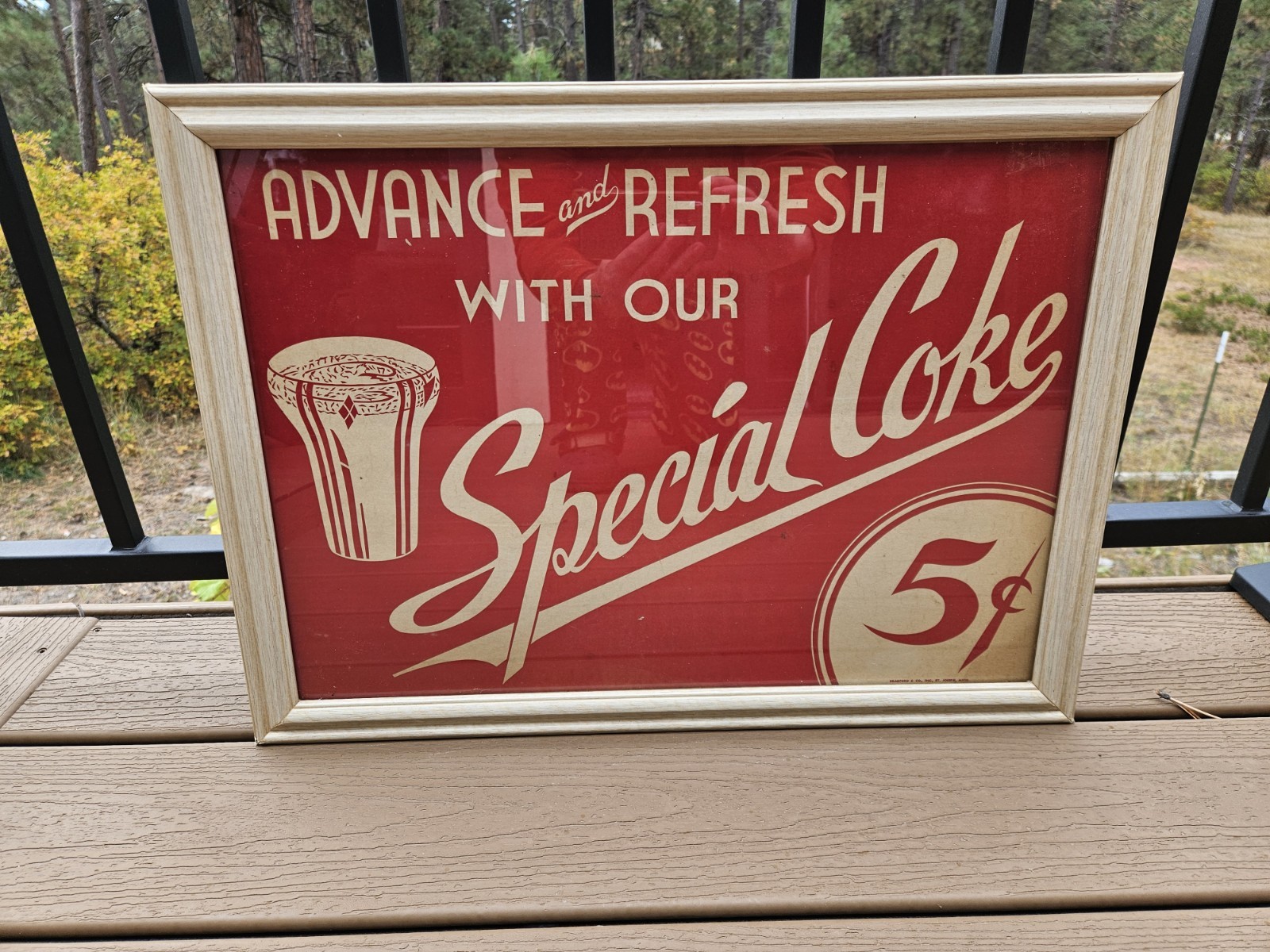 1930s Coca-Cola 5 Cent Cardboard Sign – Original Vintage Coke Advertising Disp