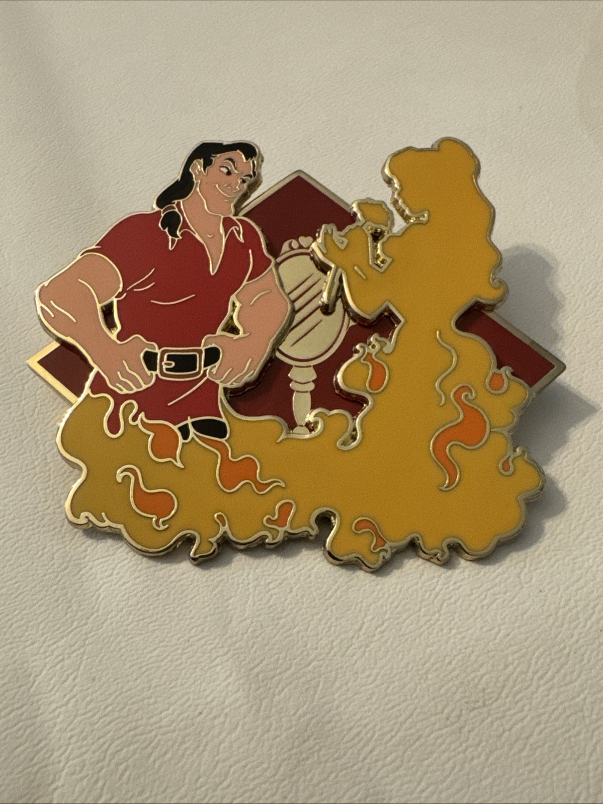 DLP GASTON & BELLE Pin Disneyland Paris LE 700 Villain W/ Hero Silhouette Pin