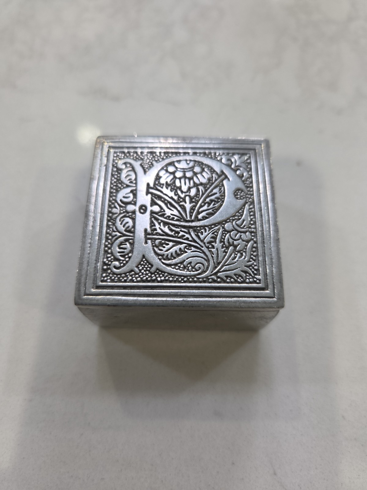 Vintage Pewter Alphabet Letterpress Style Block Initial 