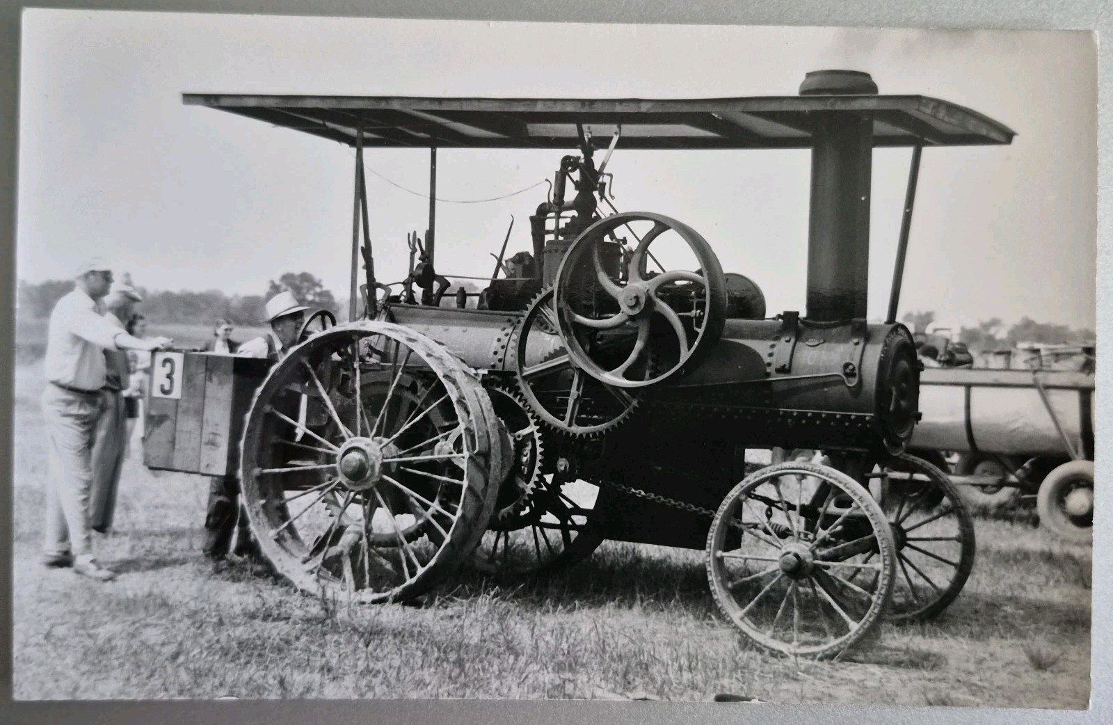 Antique RPPC Postcard Steam Traction Engine Farm Show Spoke Wheels Gears 1940s