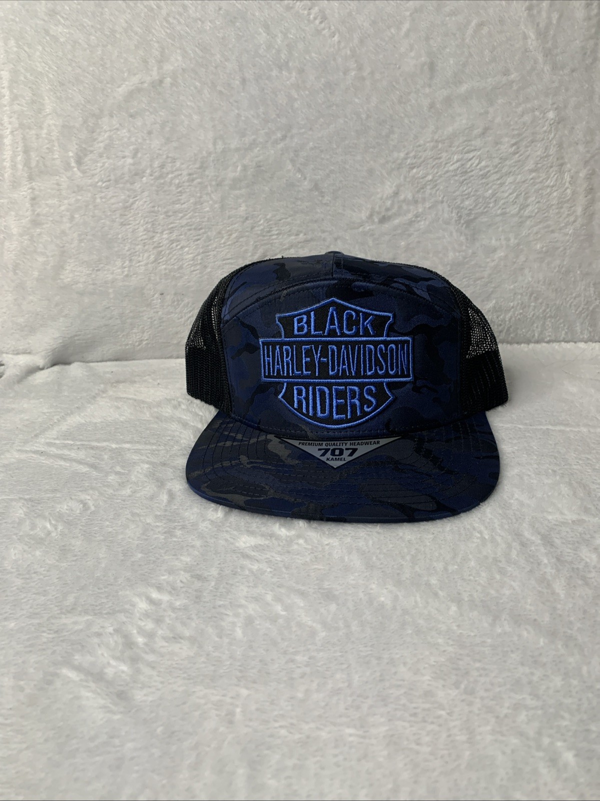 Black Harley-Davidson Riders Camo Trucker Hat 707 Kamel Snapback Cap