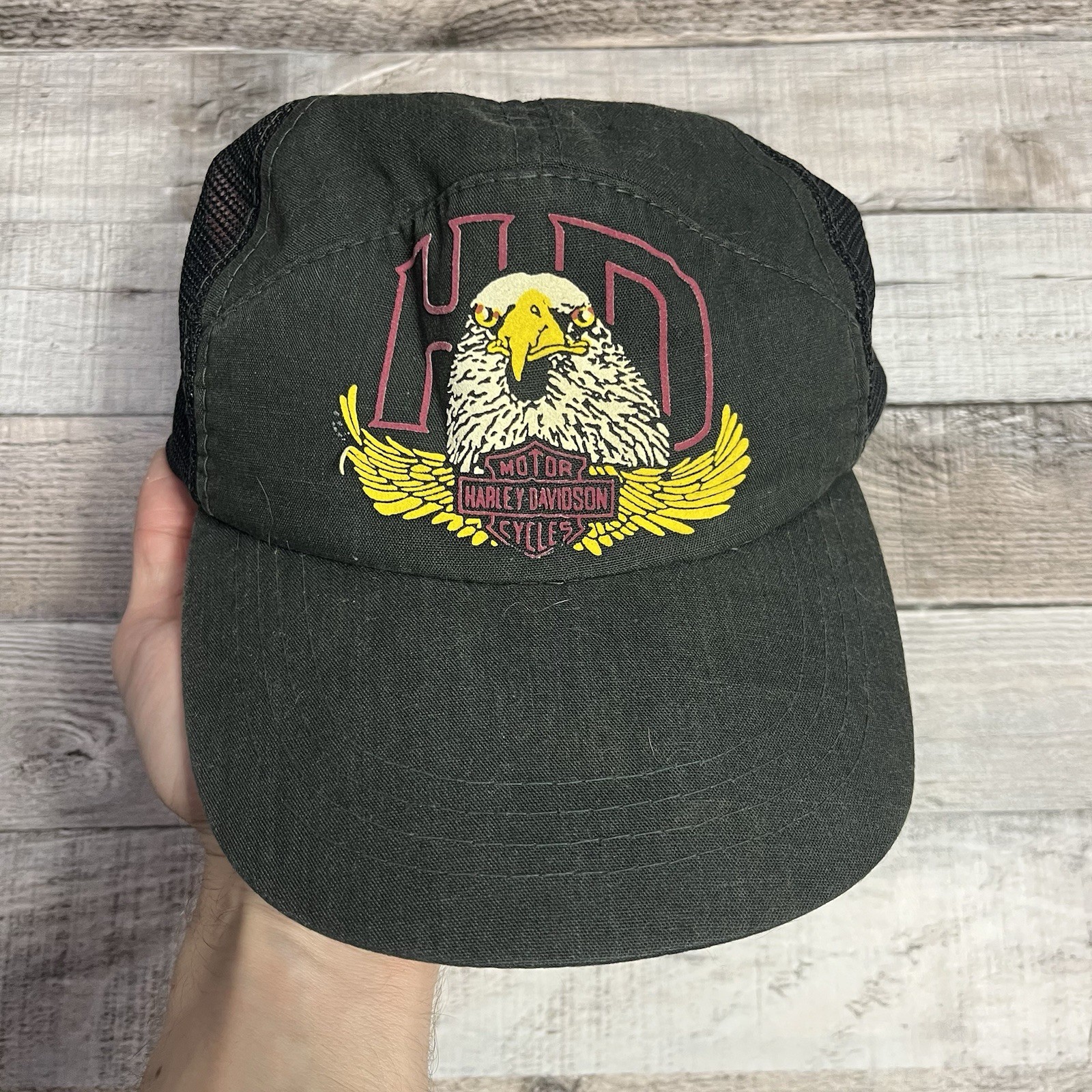 Harley Davidson Snapback Black Vintage 80s Motorcycle Biker Eagle Hat Harley Davidson Snapback Black Vintage 80s Motorcycle Biker Eagle Hat