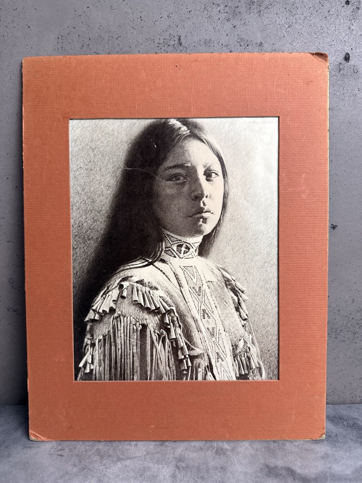 Antique Native American US Portrait Photo Print, Young Woman in Beaded Dress Antique Native American US Portrait Photo Print, Young Woman in Beaded Dress