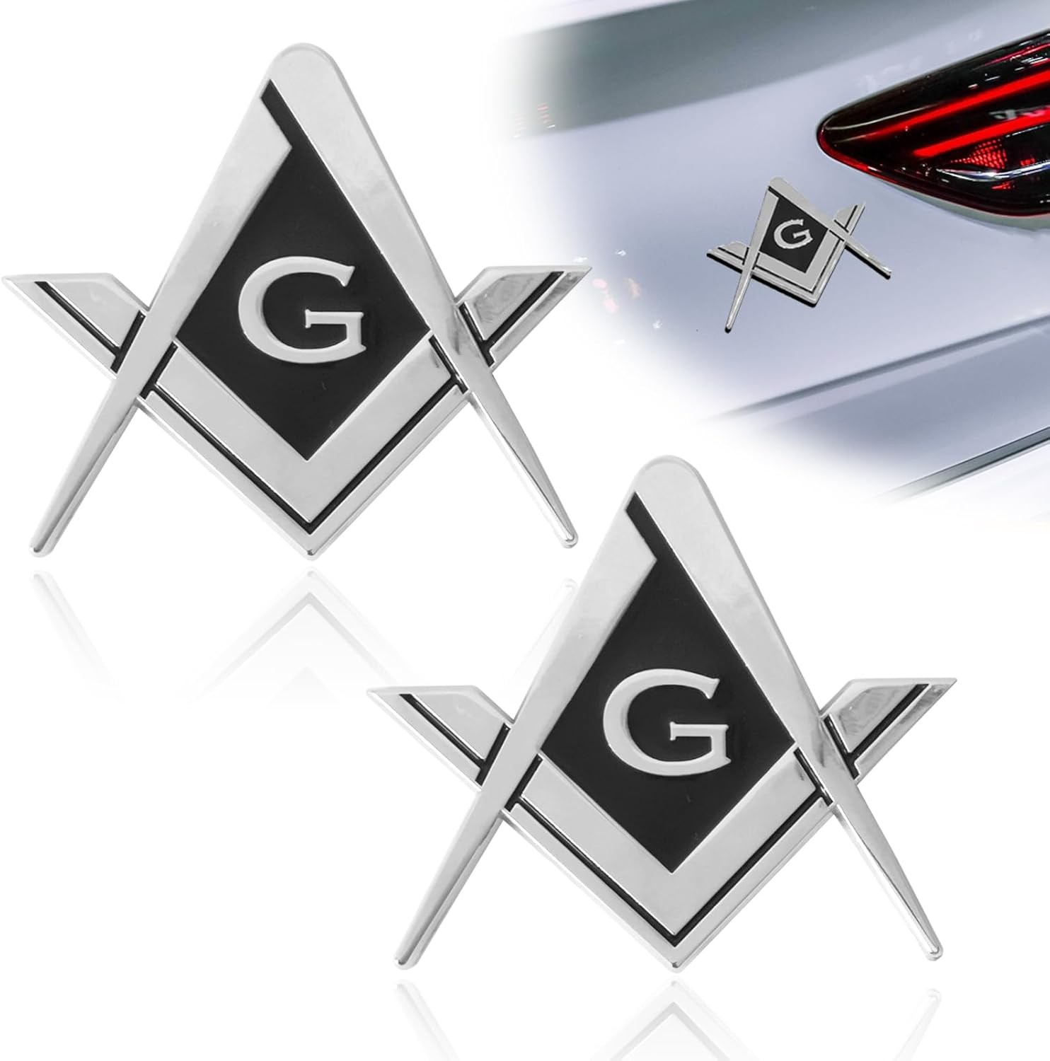 2Pcs Masonic Car Emblem 2.75\