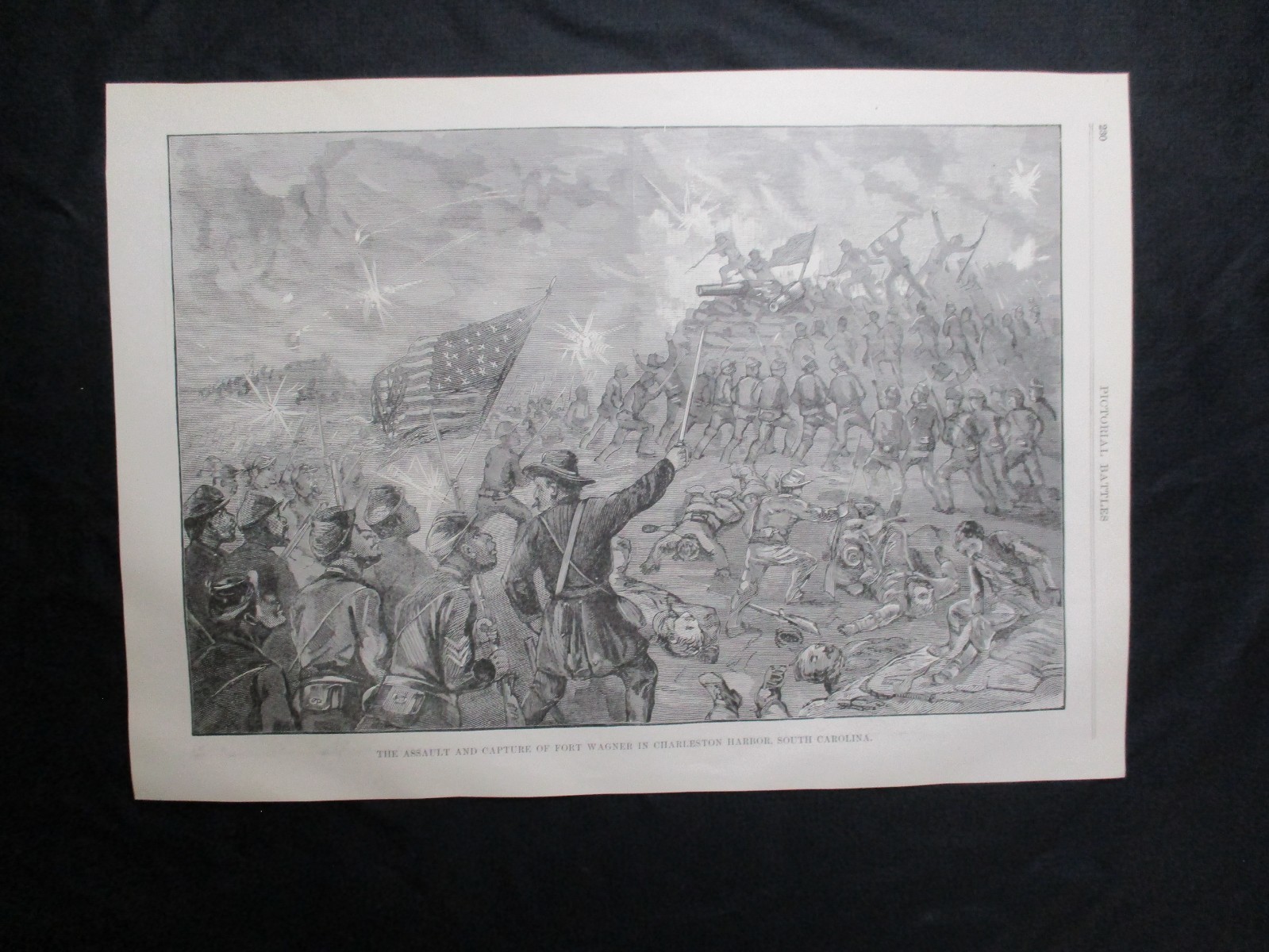 1898 Civil War Print - 54th Regiment of African Americans Attacks Fort Wagner