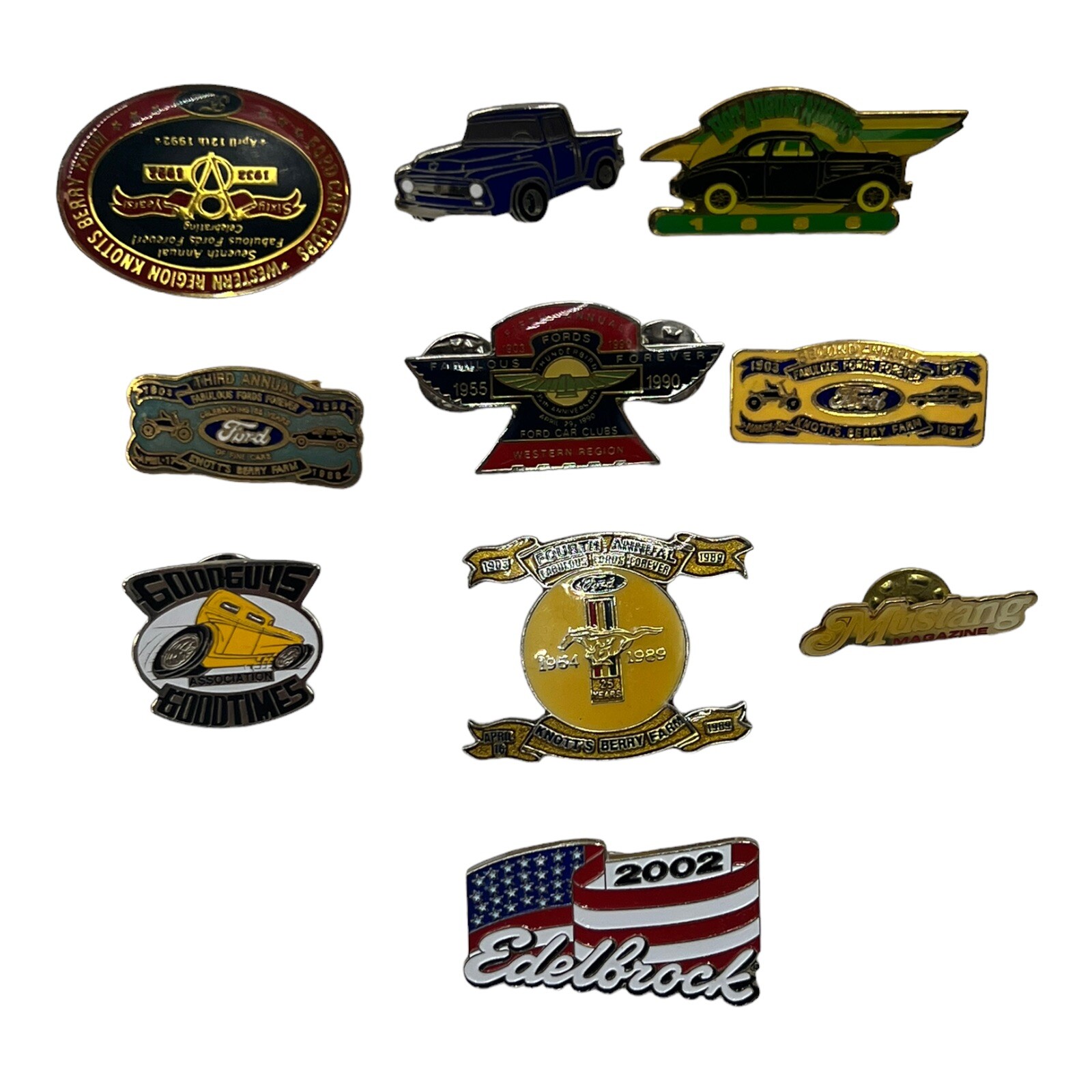 GOOD GUYS Ect. FABULOUS FORDS CLUB CALIFORNIA Vintage Hat Lapel Pins 87-92 g GOOD GUYS Ect. FABULOUS FORDS CLUB CALIFORNIA Vintage Hat Lapel Pins 87-92 g