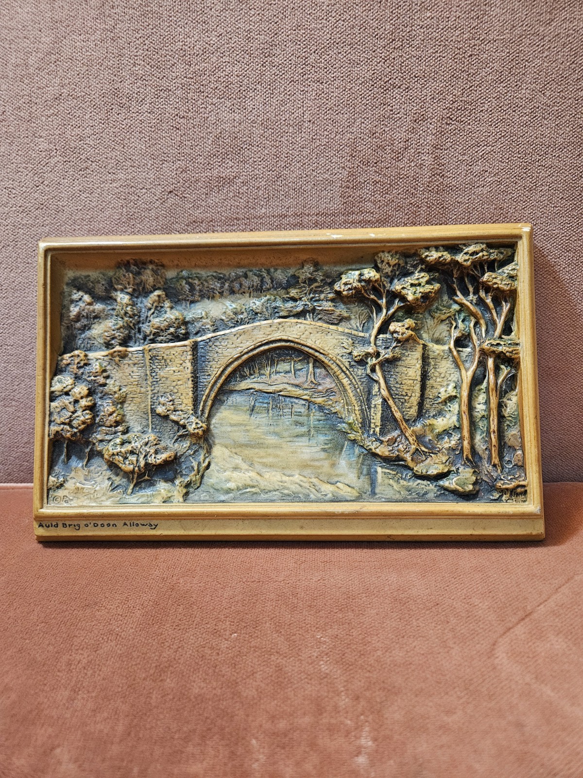 Vintage Ivorex Osborne 3D Wall Plaque “Auld Brig o’ Doon Alloway” – Robert Burns