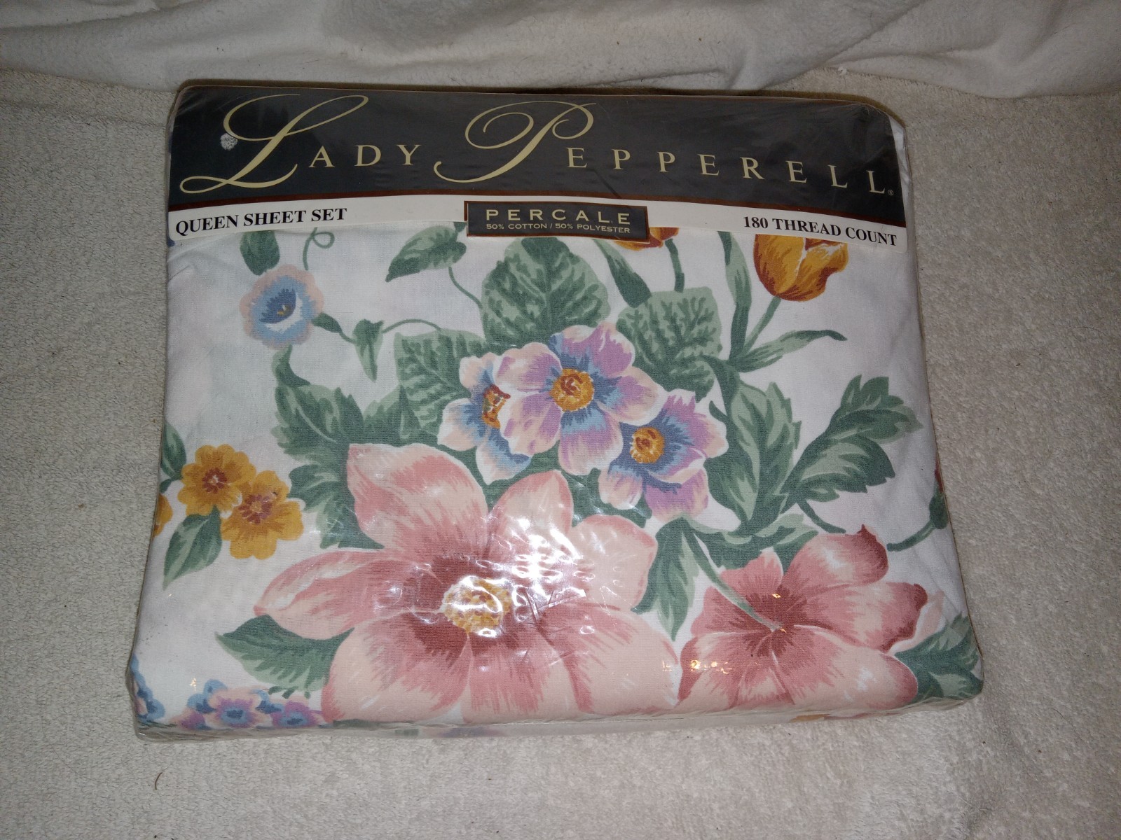Vtg Lady Pepperell Queen Sheet Set Victoria's Garden Floral Percale 50/50 NEW Vtg Lady Pepperell Queen Sheet Set Victoria's Garden Floral Percale 50/50 NEW