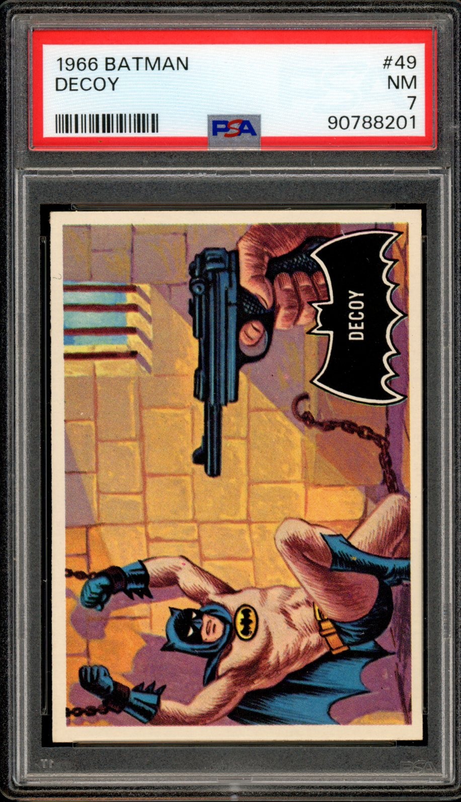 1966 TOPPS USA BATMAN BLACK BAT #49 Decoy PSA 7 NM Card 1966 TOPPS USA BATMAN BLACK BAT #49 Decoy PSA 7 NM Card