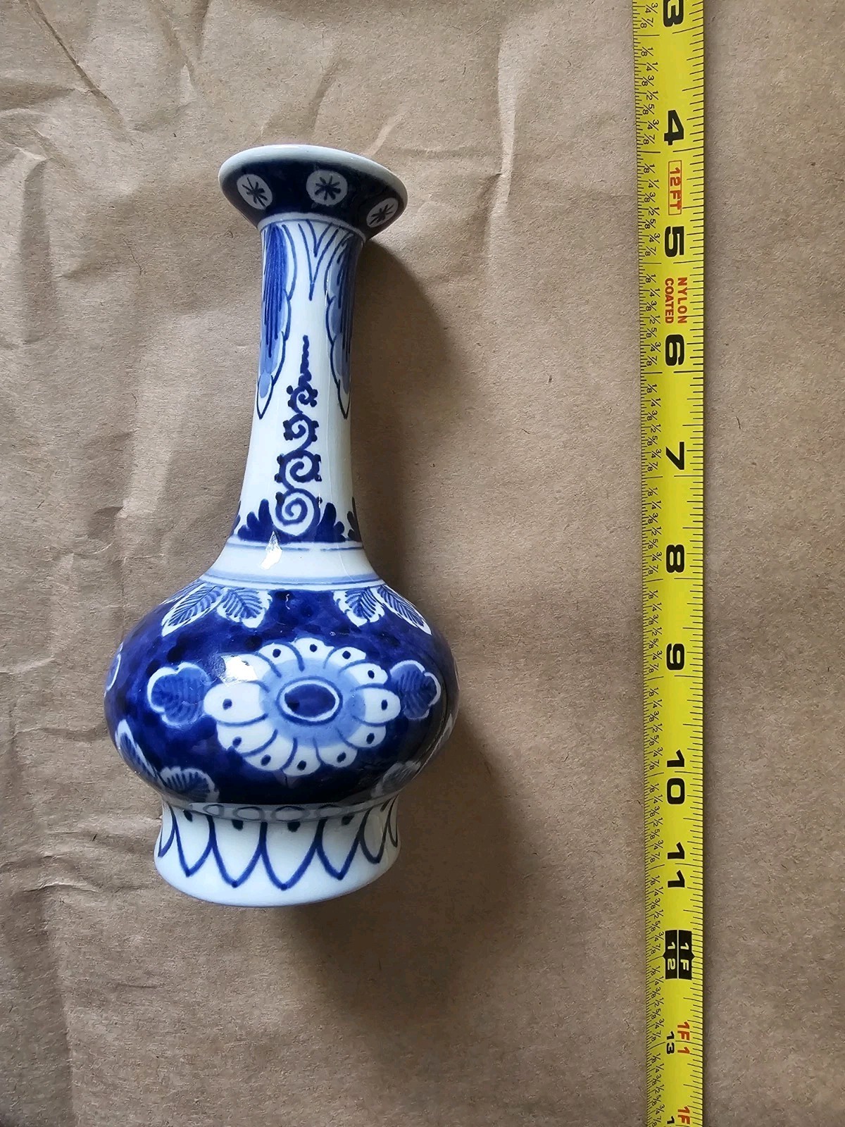 Vintage 1978 Royal Delft Blue & White Garlic Mouth Vase Hand Painted De Porceley Vintage 1978 Royal Delft Blue & White Garlic Mouth Vase Hand Painted De Porceley